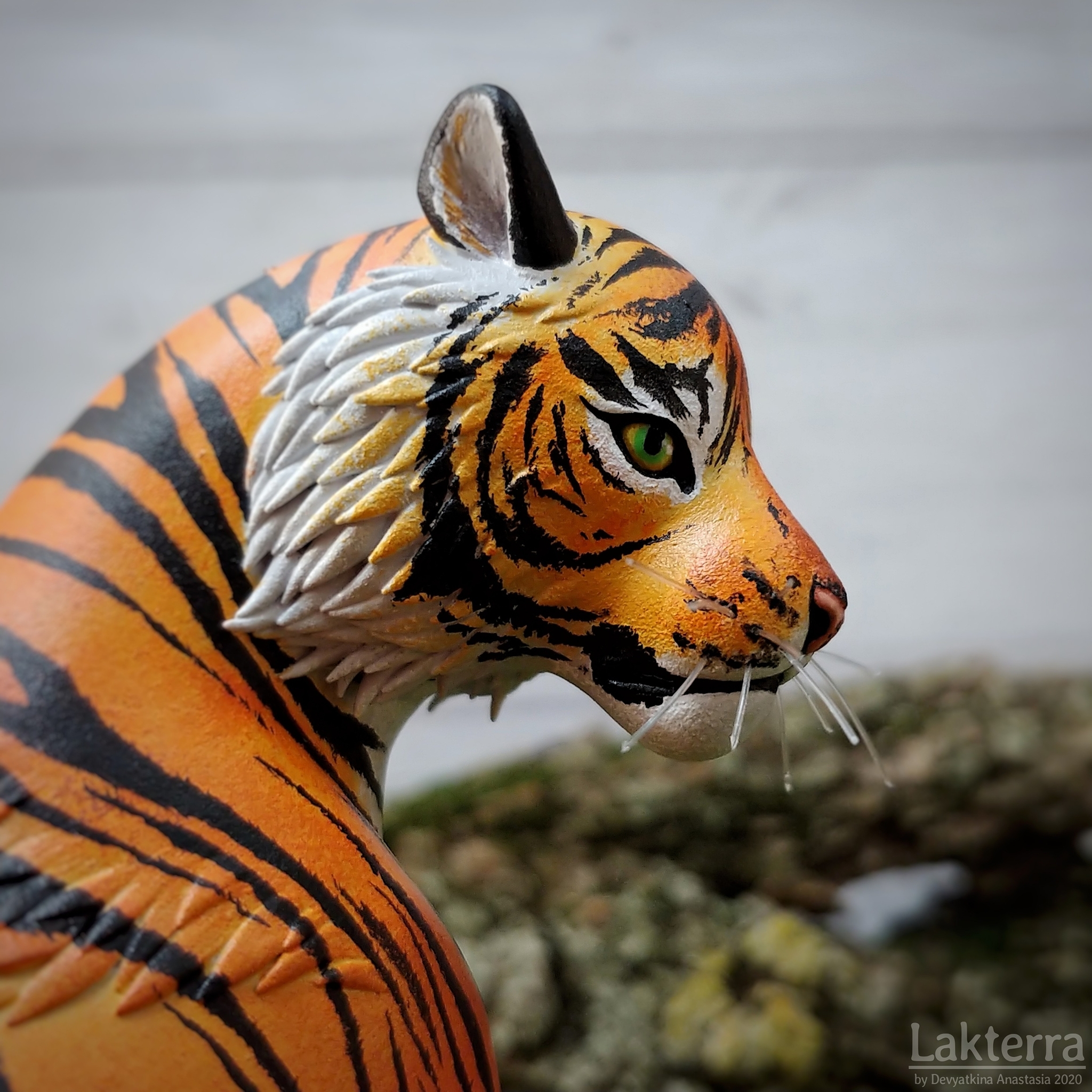 Tigress (named Sota) - My, Longpost, Handmade, Needlework with process, Velvet plastic, With your own hands, Big cats, Tiger