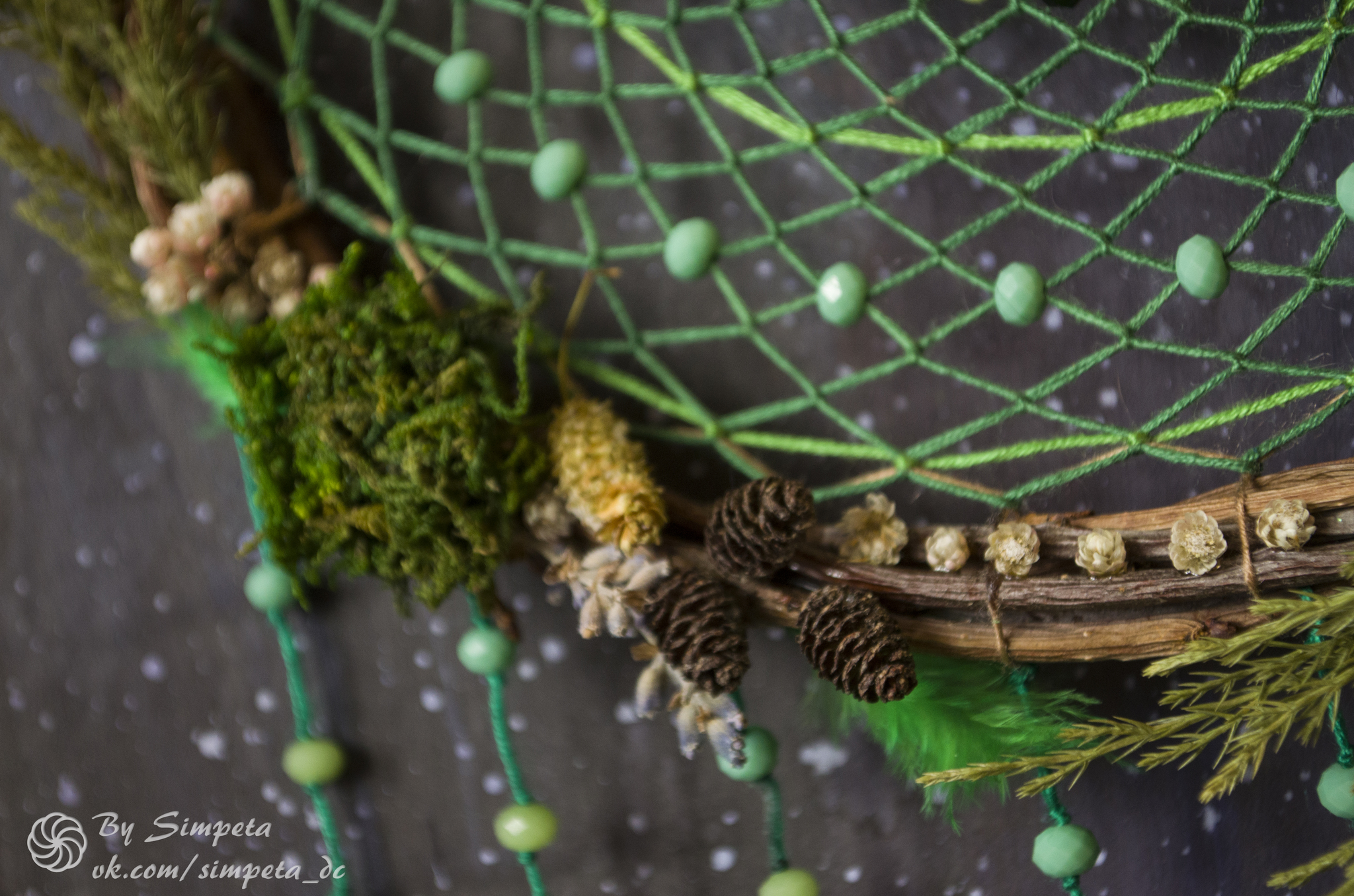 Dreamcatcher Forest Song - My, Bysimpeta, Dreamcatcher, Needlework without process, Handmade, Nature, Forest, With your own hands, beauty, Longpost