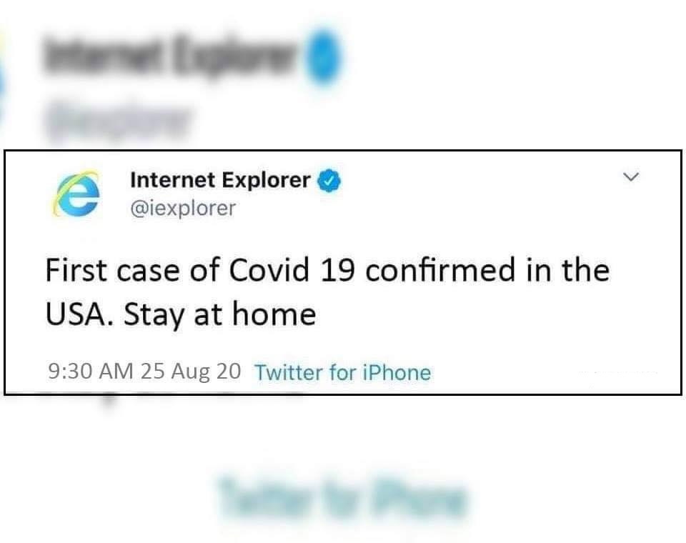 It didn't come right away - Humor, Coronavirus, Internet Explorer, Translation, Screenshot, Twitter