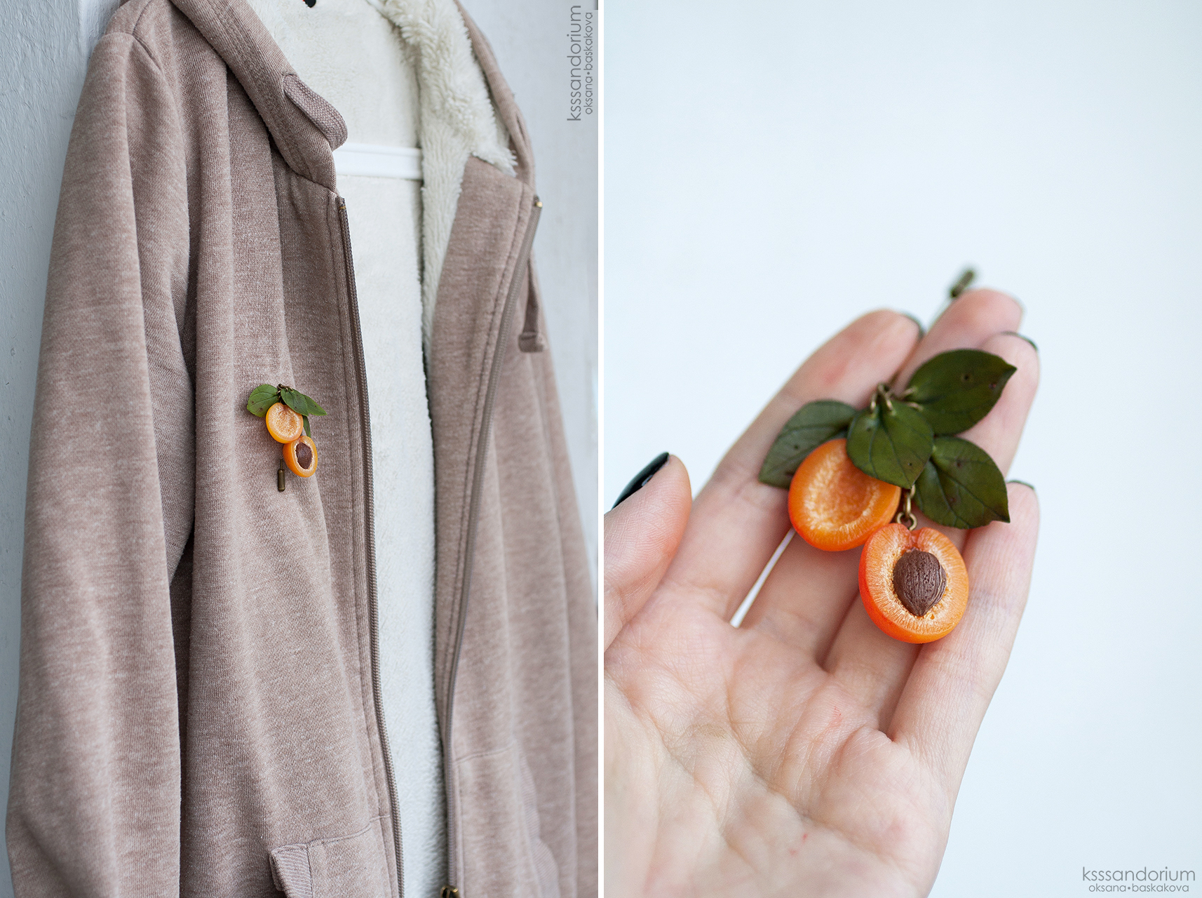 Apricots. Polymer clay; - My, Polymer clay, Handmade, Needlework without process, Apricot, apricot pit, Фрукты, Creation, Longpost