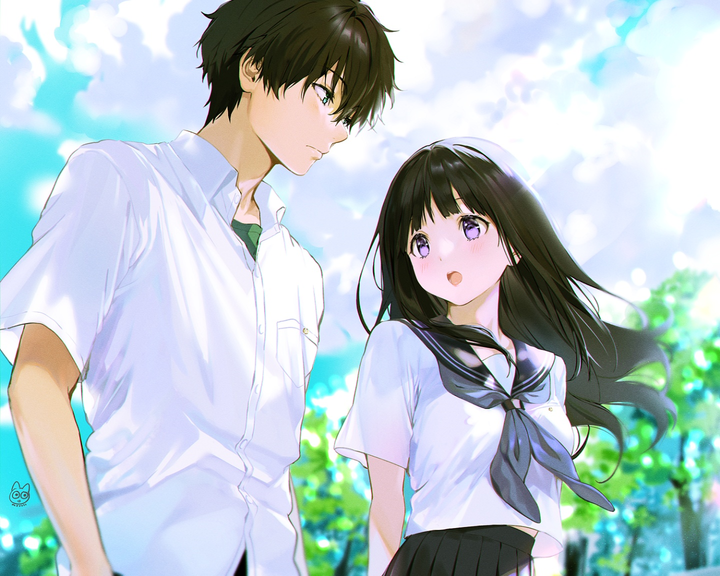 Hyouka - Anime, Hyouka, Houtarou Oreki, Eru Chitanda, Mayaka Ibara, Satoshi Fukube, Anime art, Longpost