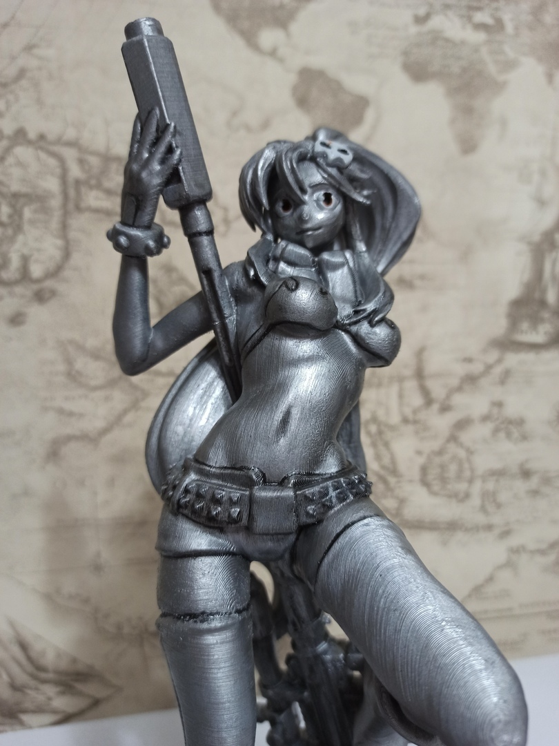 3D printed Yoko from Gurren Lagann - My, Anime, Gurren lagann, Yoko Littner, Row row fight the power!, 3D печать, Needlework with process, With your own hands, Painting, Video, Longpost