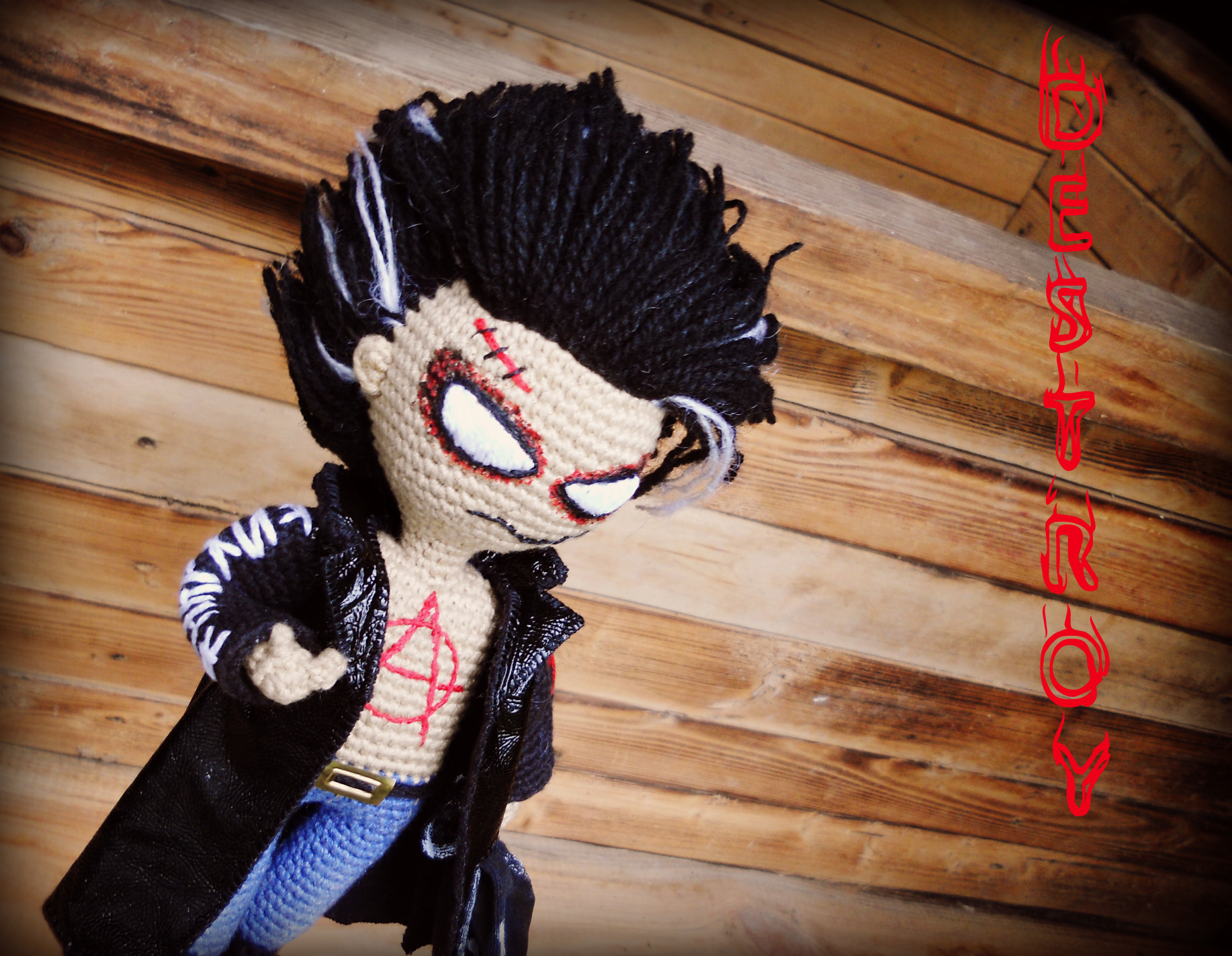 Dead anarchist. Knitted doll - My, King and the Clown, Dead Anarchist, Crochet, Knitted toys, Amigurumi, Interior doll, Sorcerer's Doll, Punk rock, Longpost, Needlework without process