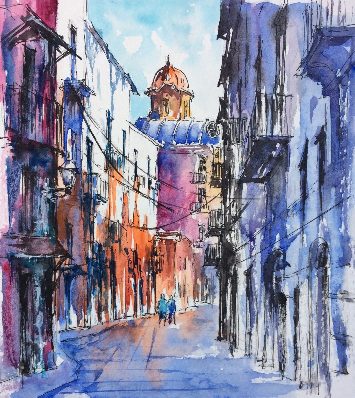 Catalan sketches - My, Watercolor, Sketch, Catalonia, Spain, Landscape, Longpost