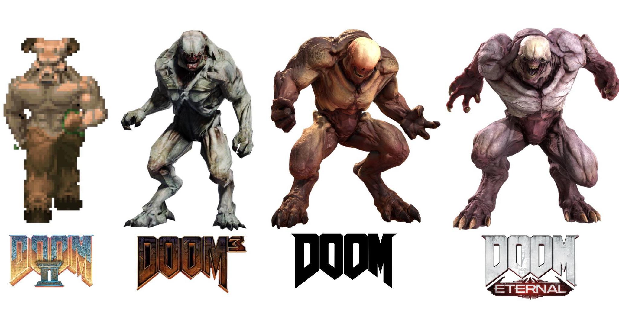 Эволюция рыцаря ада из Doom - Рыцари, Ад, Doom, Doom 3, Doom 2, Doom Eternal, Эволюция, Компьютерные игры, Было-Стало