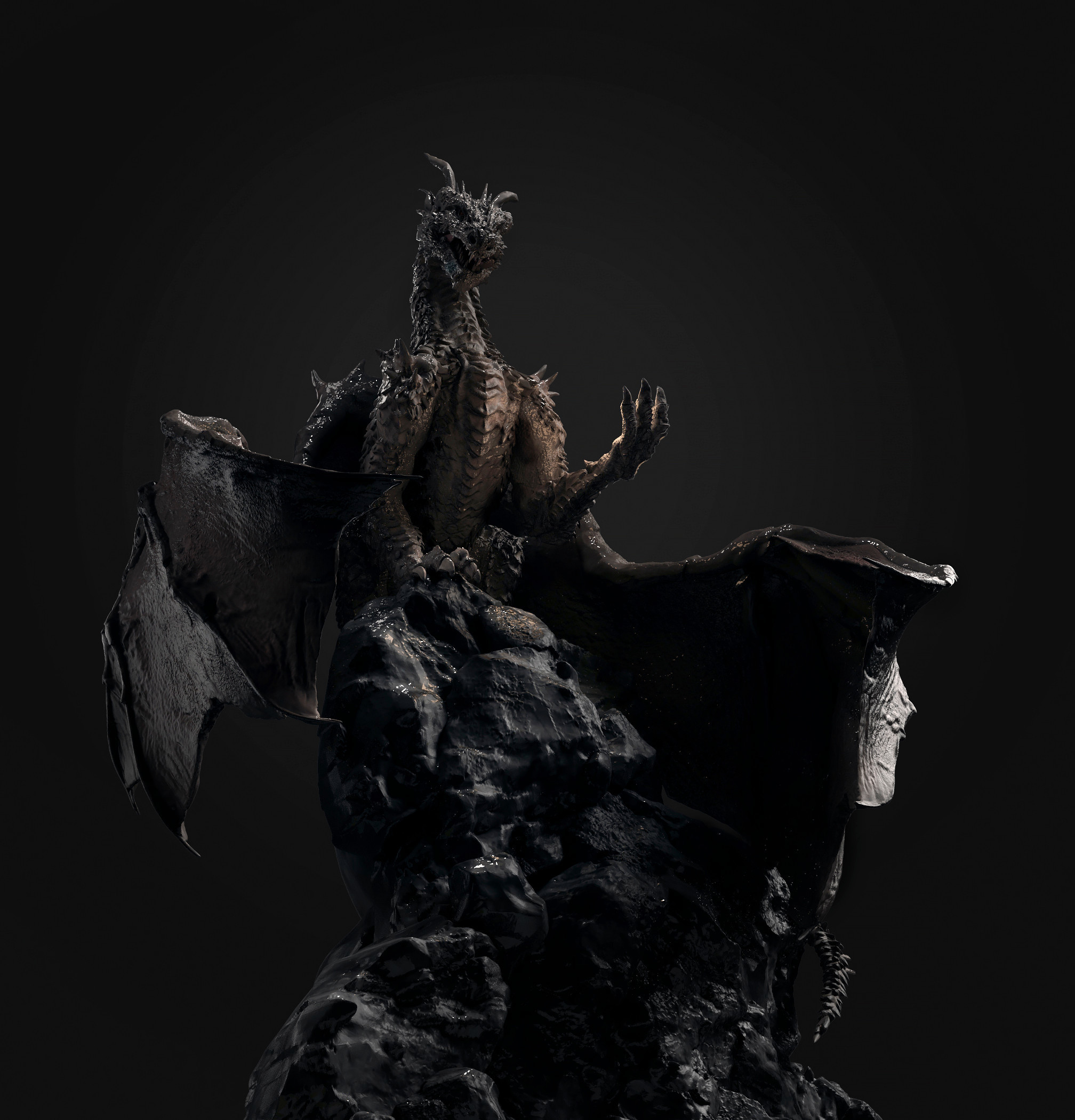 The benefits of self-isolation - My, 3D, 3D modeling, 3D graphics, Zbrush, The Dragon, Art, Render, Self-isolation, Hobby, Longpost