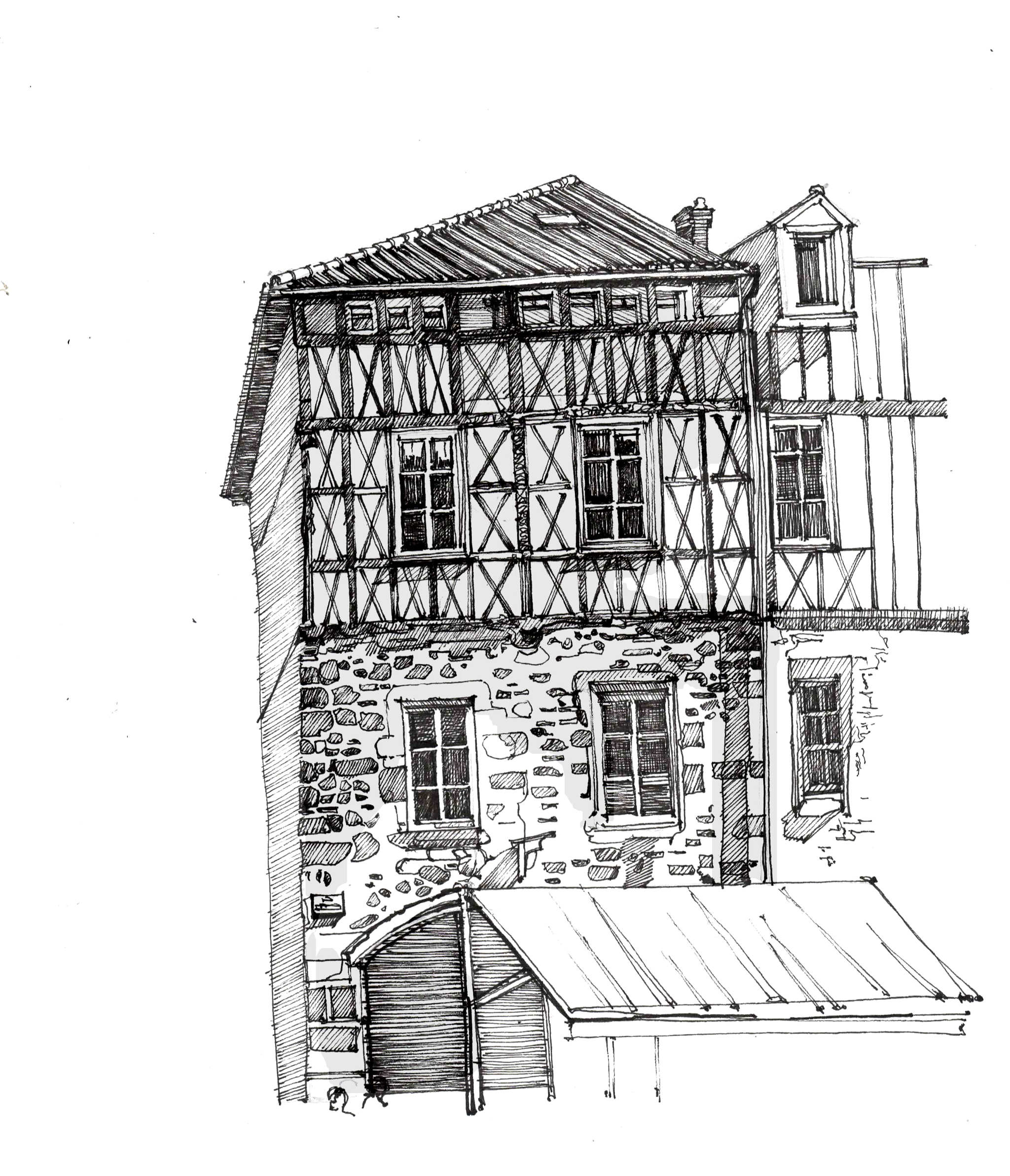 Sketch of a house - My, Drawing, Pen, Sketch