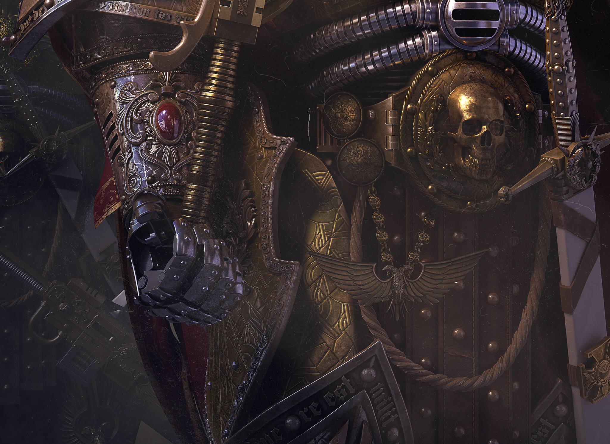 Adeptus Custodes fan art - Моё, Warhammer 40k, 3D, 3D моделирование, Арт, Фан-Арт, Длиннопост