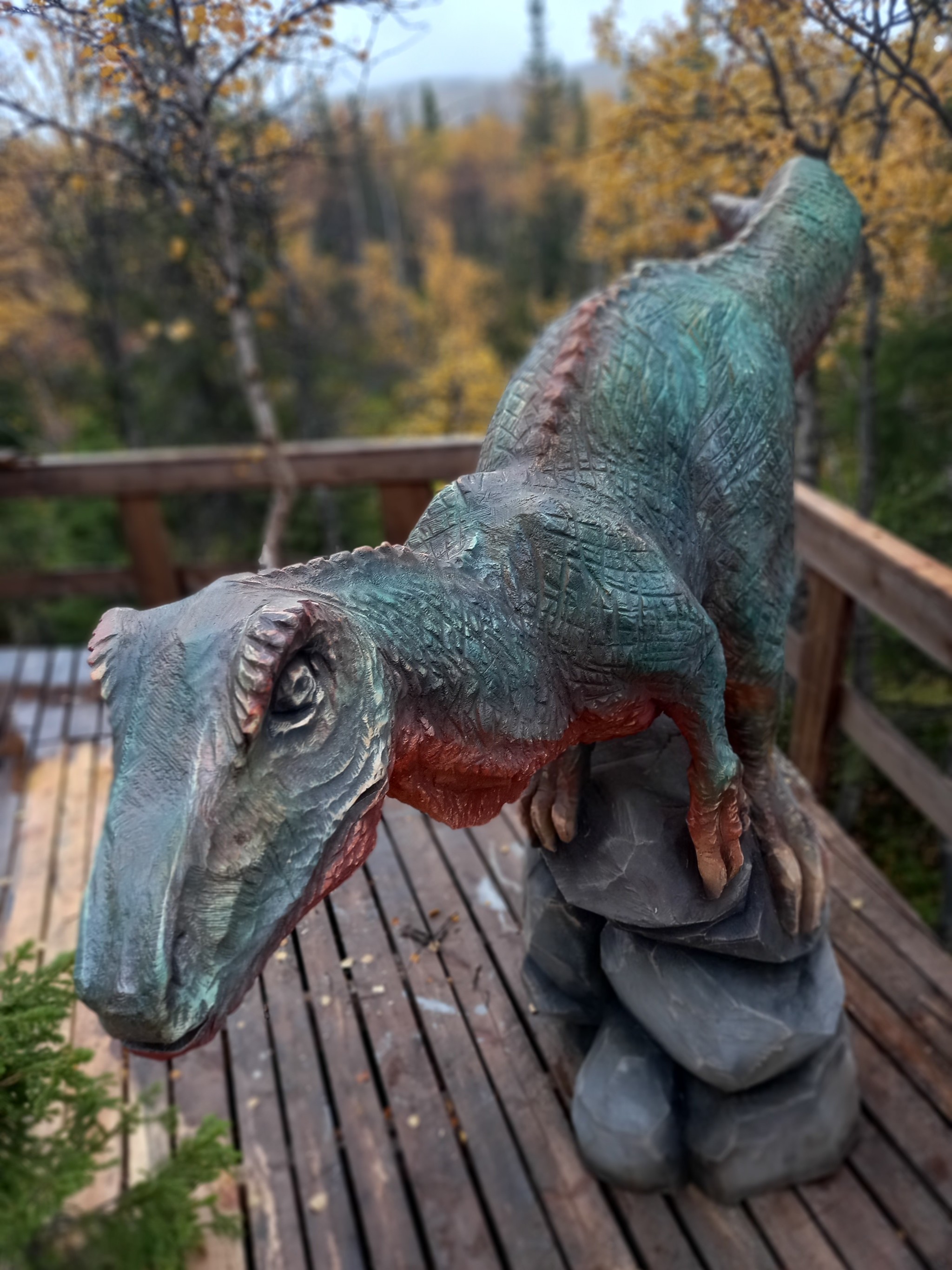 The era of dinosaurs in the Arctic. Chainsaw carving - My, Wood carving, Thread, Wood sculpture, Tree, Carving, Woodworking, The photo, Dinosaurs, Longpost, Video