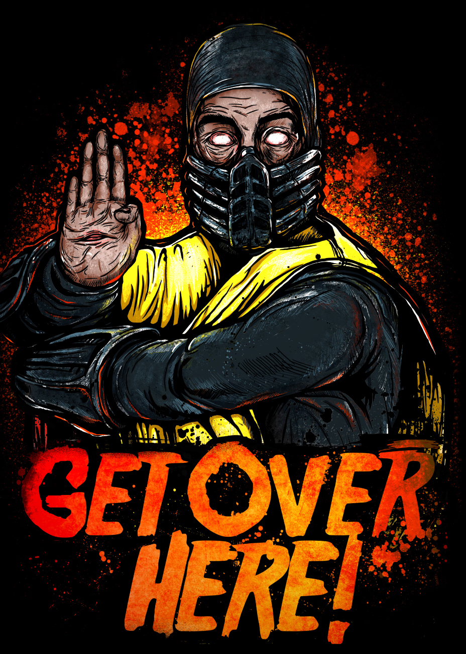 Scorpion - My, Mortal kombat, Get OVER HERE, Digital drawing, Longpost, Scorpio (Mortal Kombat)