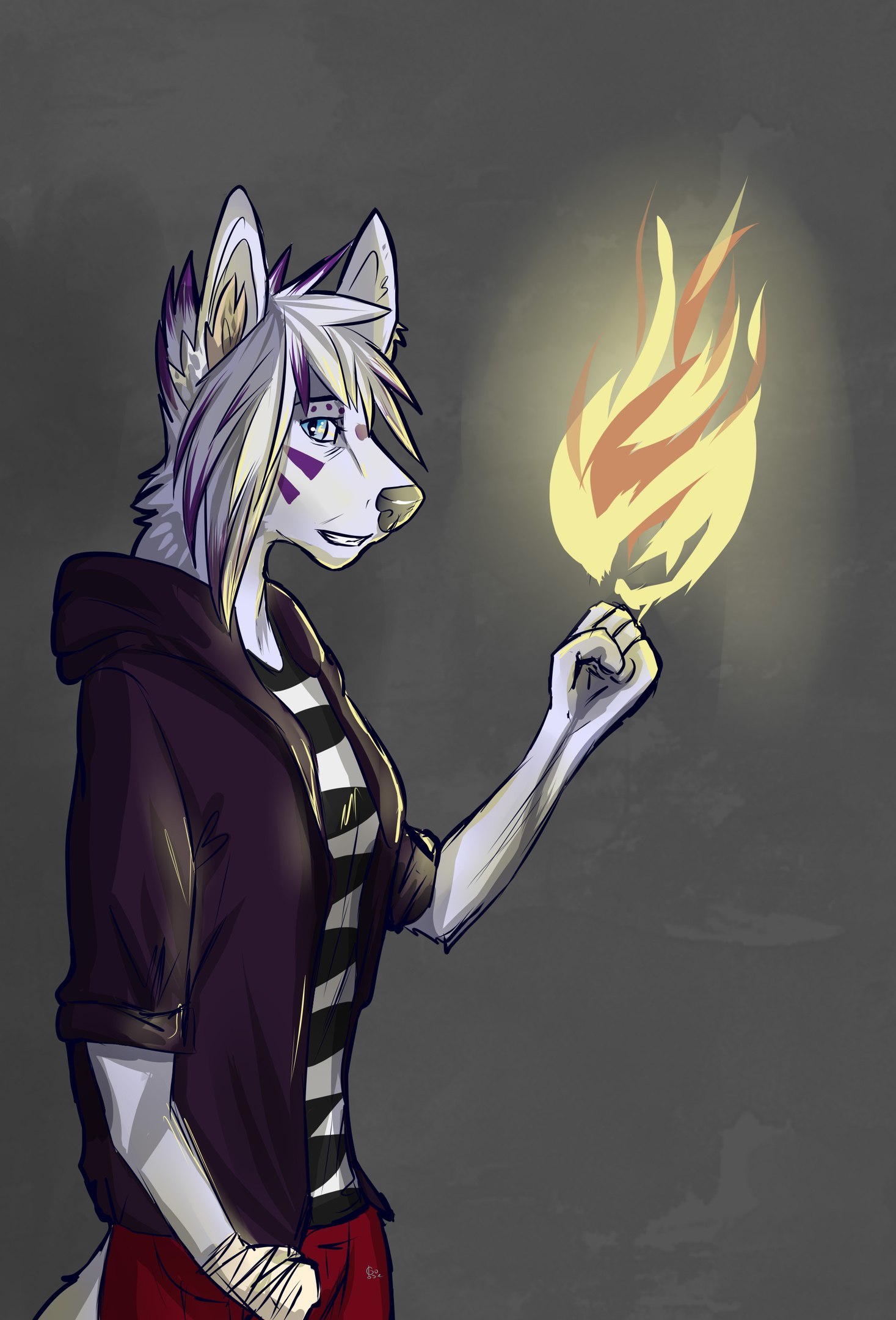 Redrawn old art - My, Furry art, Furry wolf, Furry, Goosegooze, Longpost