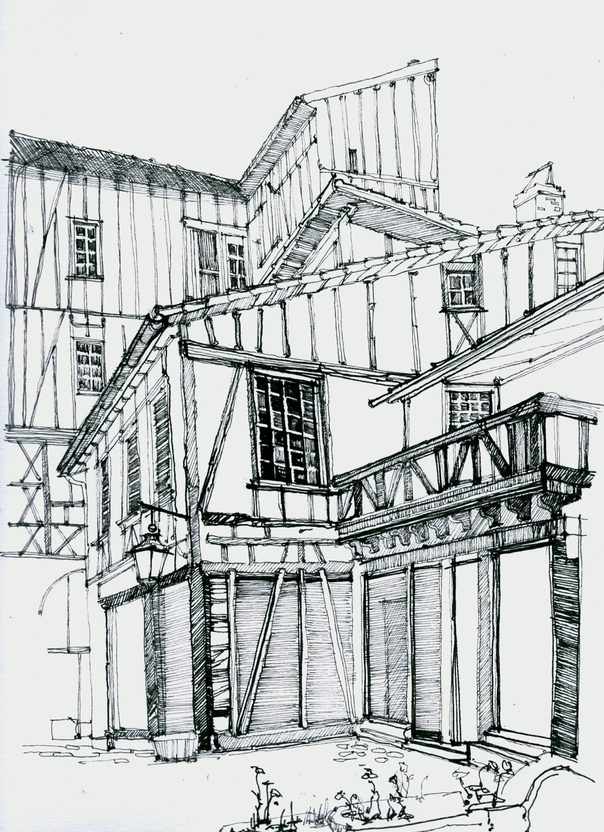 House sketches - My, Architecture, House, Ancient architecture, Pen, Drawing