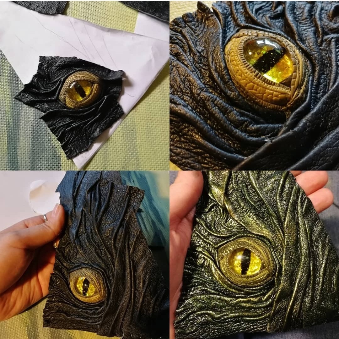 My one-eyed clutch - My, Samara, Customization, The Dragon, Polymer clay, Natural leather, Artist, Acrylic, Handmade, Needlework without process