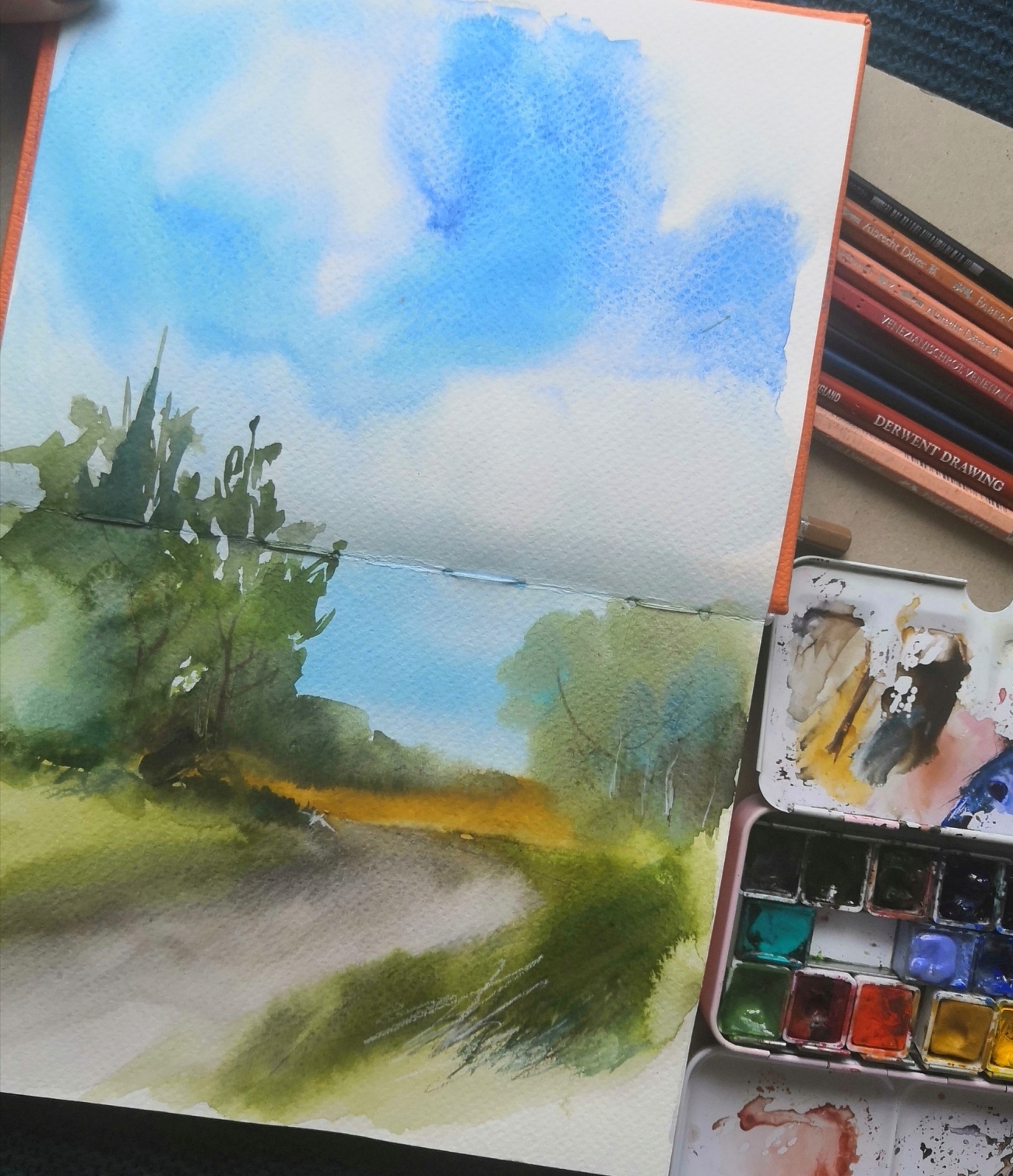 Just a sketch - My, Watercolor, Landscape, Sketch