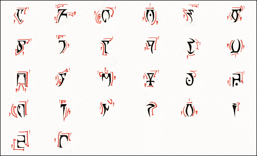 Daedric alphabet in the Dunmer language - The Elder Scrolls III: Morrowind, The Elder Scrolls V: Skyrim, The Elder Scrolls IV: Oblivion, The Elder Scrolls Online, Long, Longpost