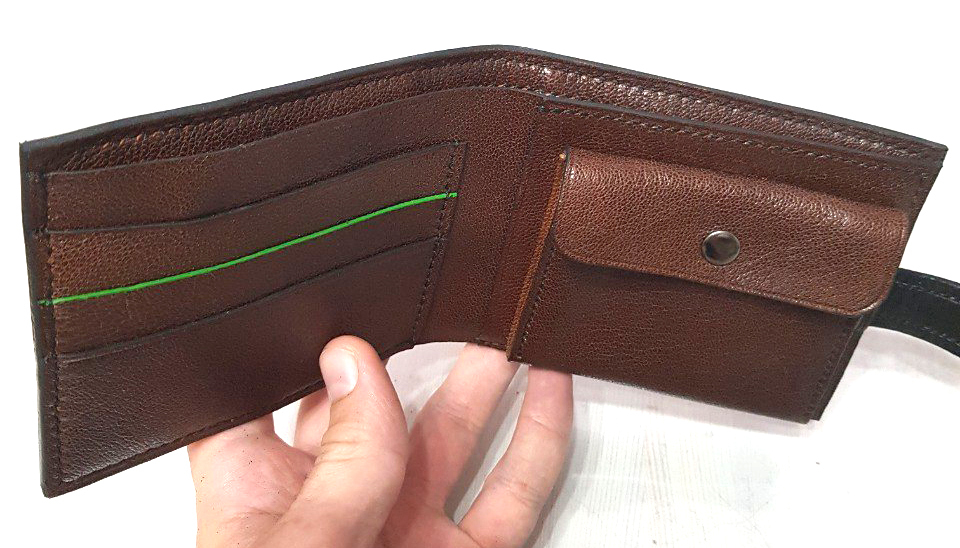 Nuclear wallet - My, Natural leather, With your own hands, Handmade, Leather products, Longpost, Hand seam, Needlework with process