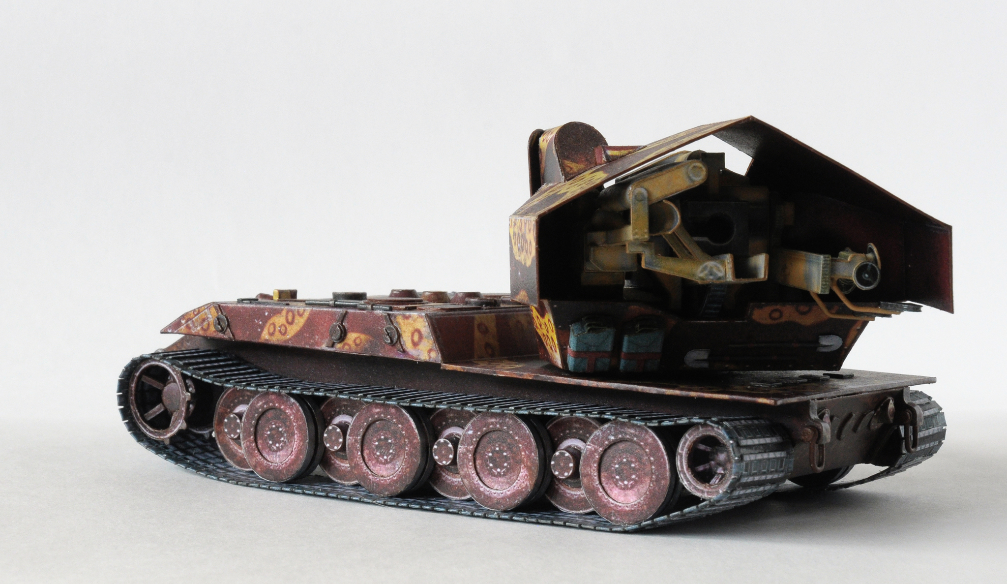 Waffentrager auf E 100 made of paper in scale 1:50 - My, Wargaming, Prefabricated model, Papercraft, World of tanks, Longpost