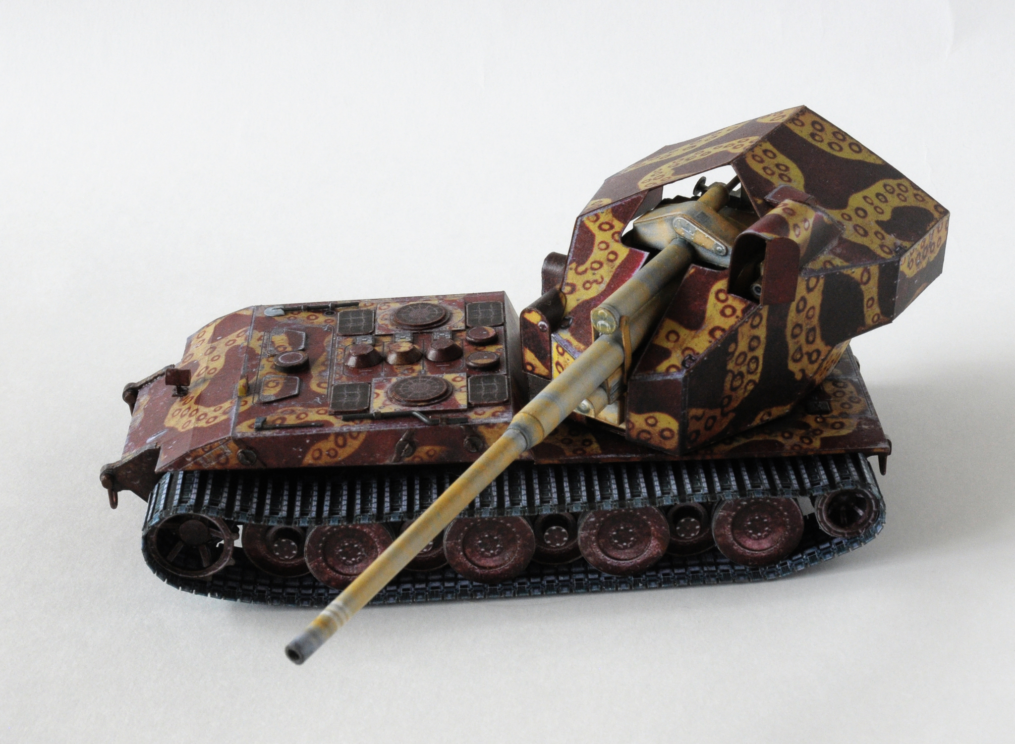 Waffentrager auf E 100 made of paper in scale 1:50 - My, Wargaming, Prefabricated model, Papercraft, World of tanks, Longpost