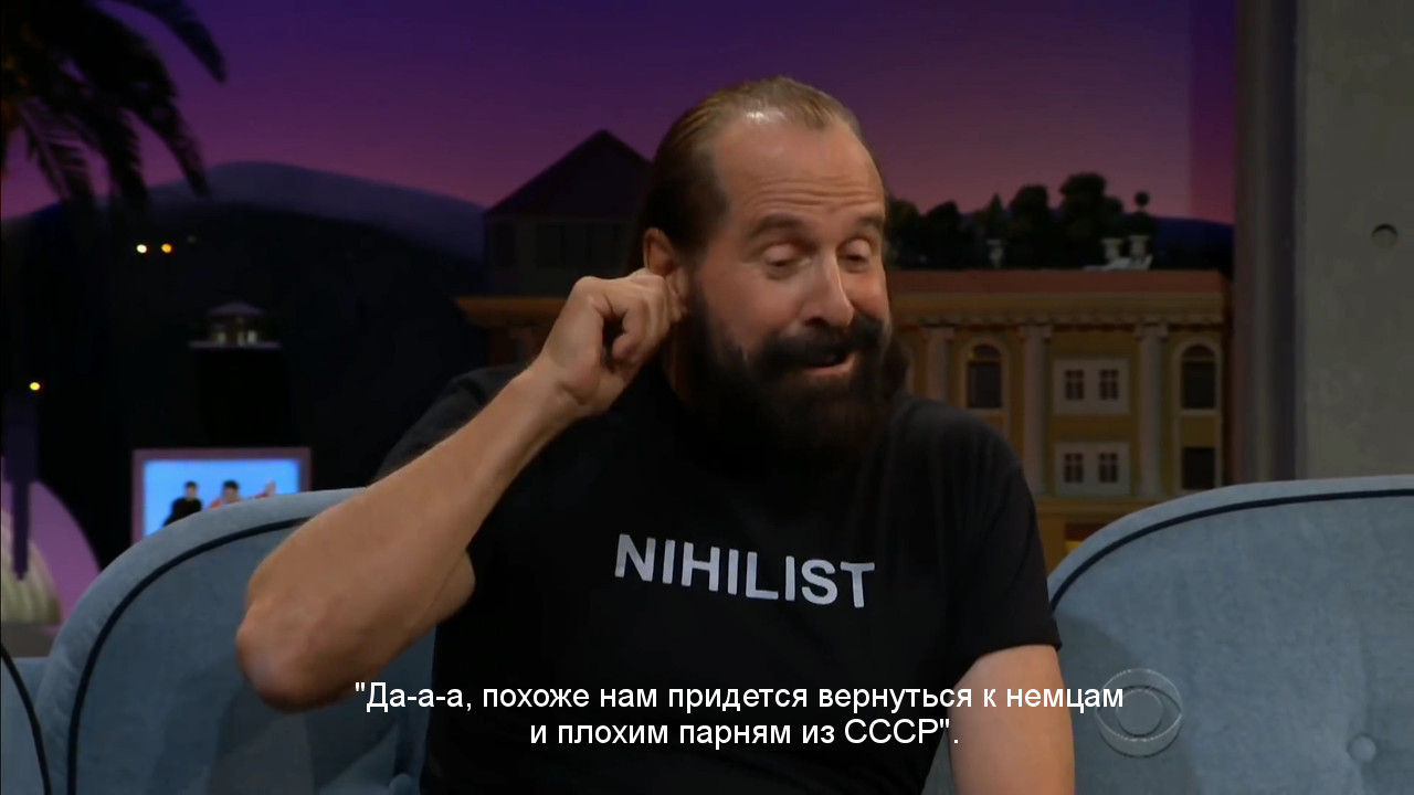 Peter Stormare and the secret of his success - Peter Stormare, Keanu Reeves, James Corden, Storyboard, Actors and actresses, Longpost, Video, Celebrities, The Very Late Show with James Corden