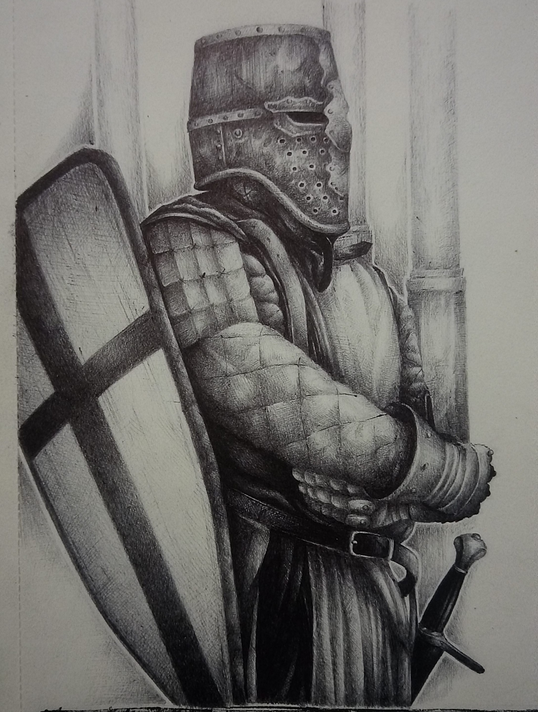 Knight - My, Pen drawing, Knights