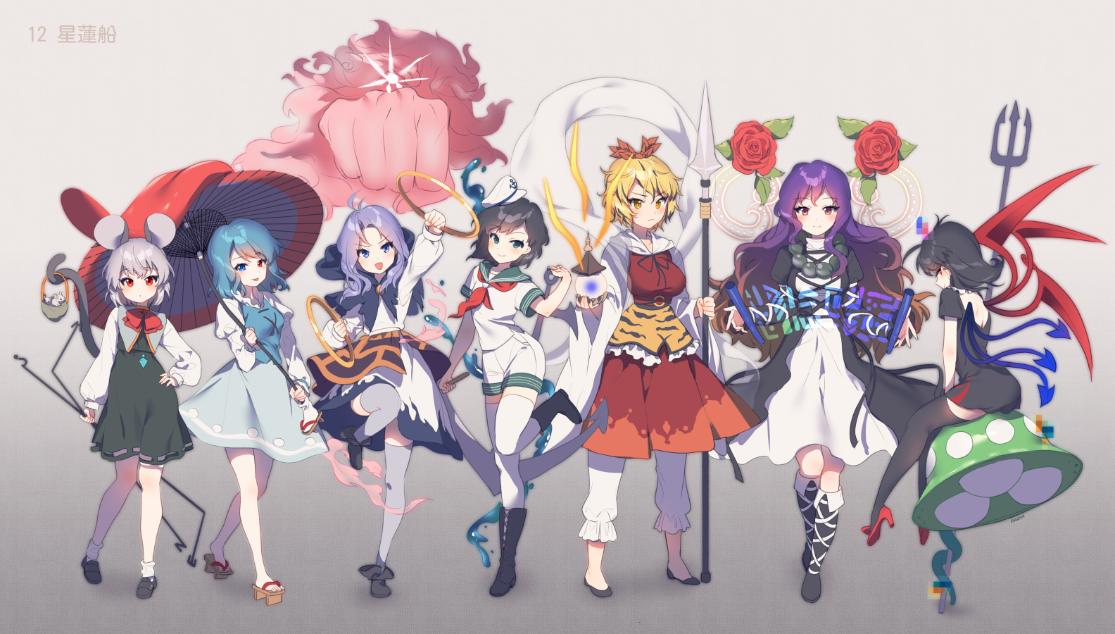 Touhou characters by hajin - Touhou, Anime Art, Аниме, Hajin, Длиннопост