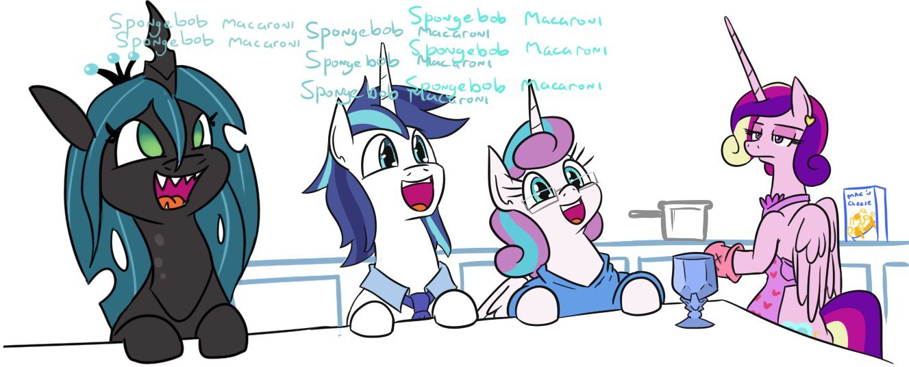 Спанчбоб Макароны! - My Little Pony, Queen Chrysalis, Shining Armor, Flurry Heart, Princess Cadance, Tjpones