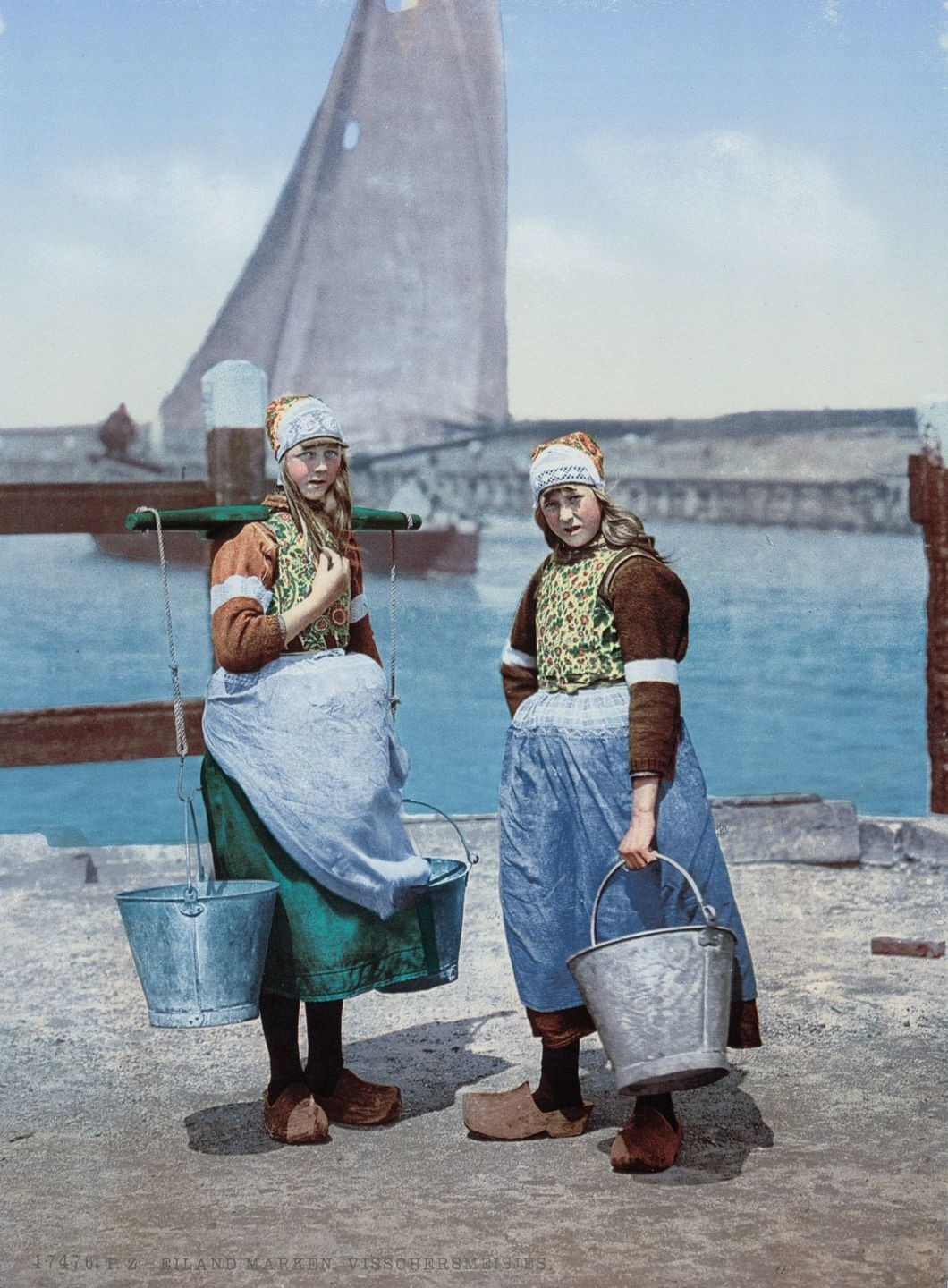 Two Dutch women, 1890 - Netherlands (Holland), Cloth, Girls