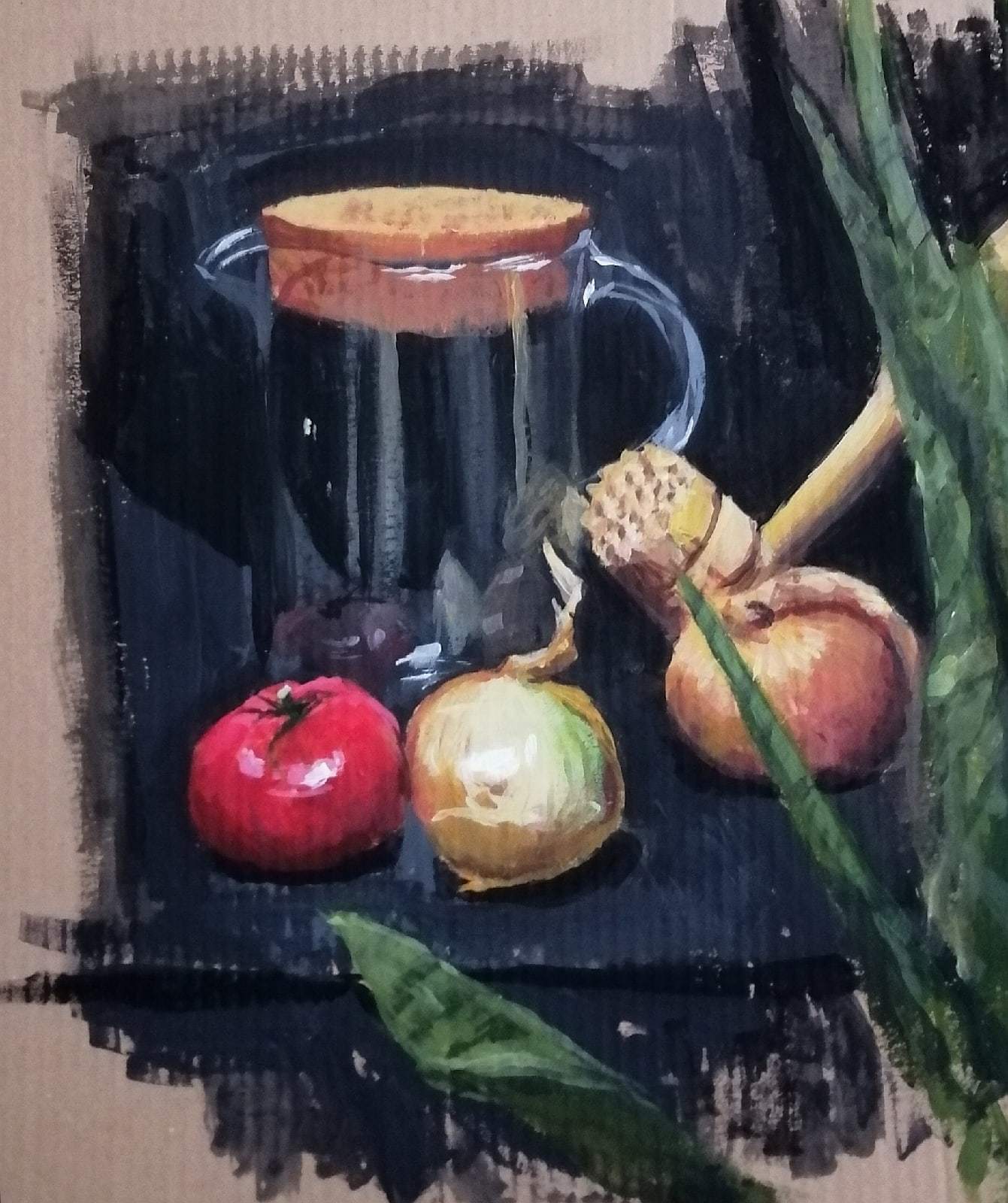 Training still life. Acrylic/cardboard - My, Still life, Acrylic, Art, Painting, Creation, Art