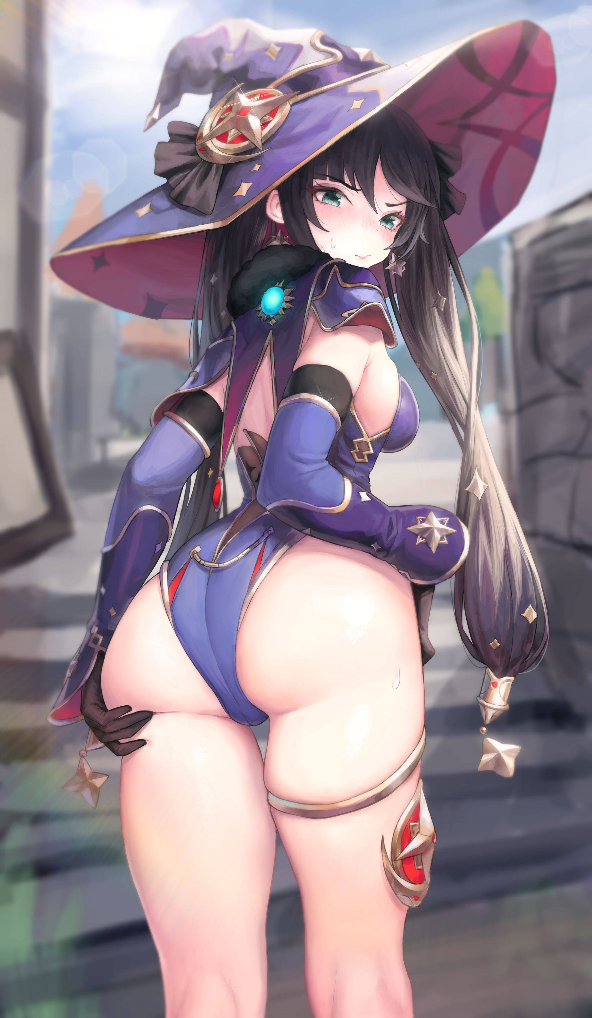 Mona - NSFW, Аниме, Anime Art, Genshin Impact, Mona (genshin impact), Попа