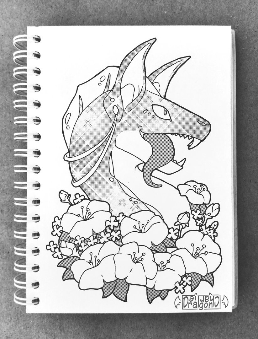 Flowers - My, The Dragon, Creatures, Flowers, Fantasy, Drawing, Digital drawing, Dragoncharlie, Longpost