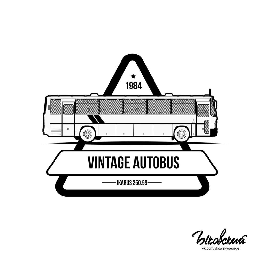 Buses - My, Bus, Art, Ikarus, Groove, Graphics, Drawing, Volga, Auto, Logo, Longpost