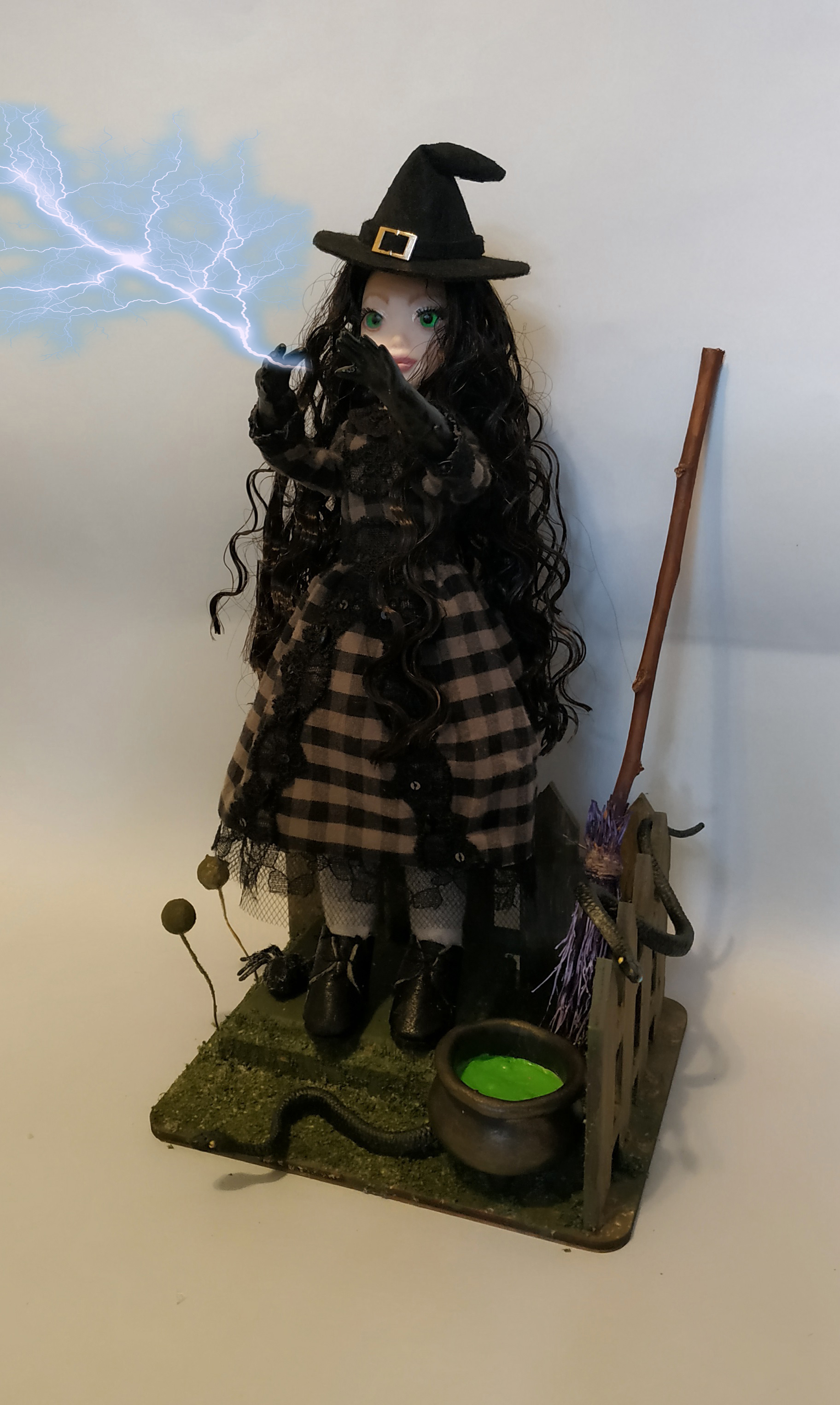 Witch! - My, Doll, Polymer clay, Witches, Boiler, Broom, Halloween Contest, Longpost