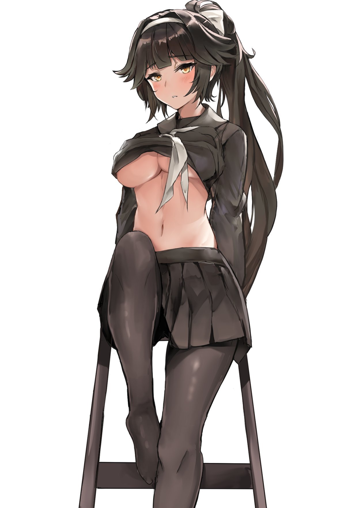 Anime Art - NSFW, Anime, Anime art, Original character, Seifuku, Breast, Skirt, Tights