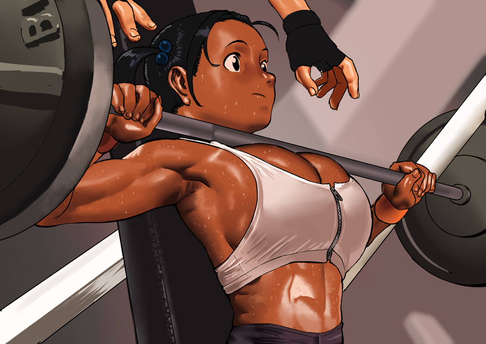 In gym - NSFW, Art, Drawing, Girls, Strong girl, Barbell, Cessa Lafaliqa, Erotic