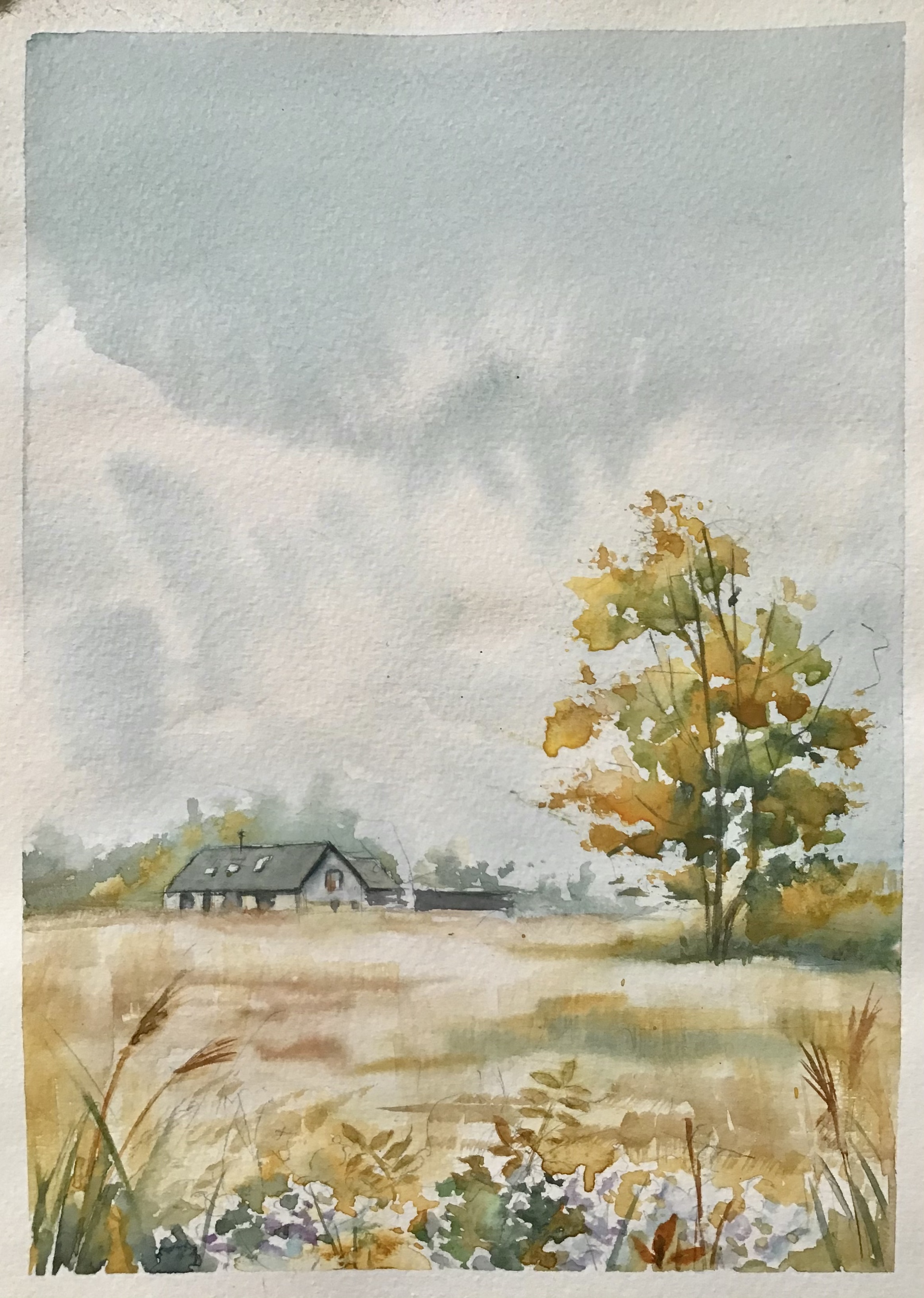 ... And less nervous watercolor. I remember the promise) - My, Drawing, Watercolor, Longpost, Landscape