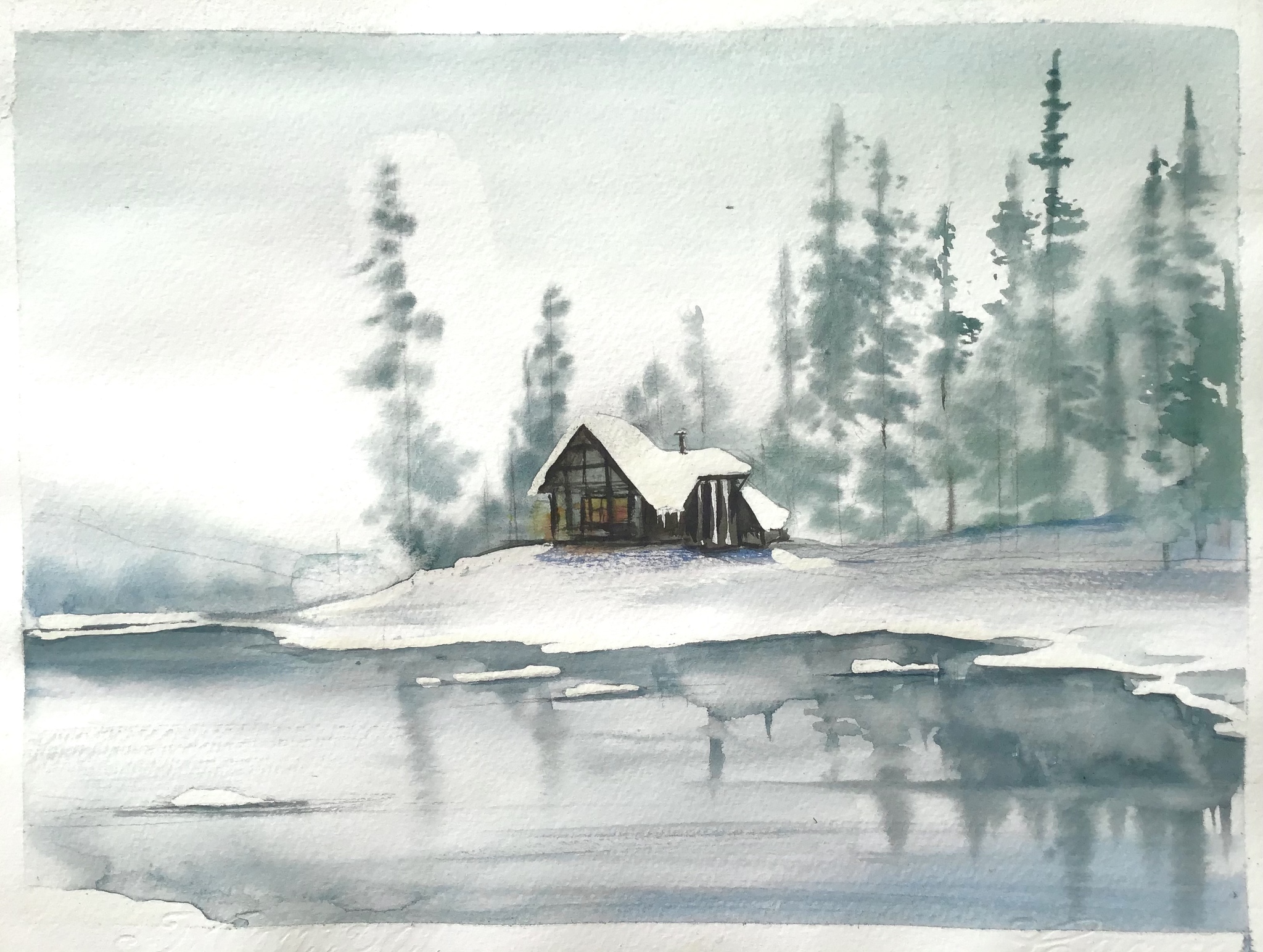 ... And less nervous watercolor. I remember the promise) - My, Drawing, Watercolor, Longpost, Landscape