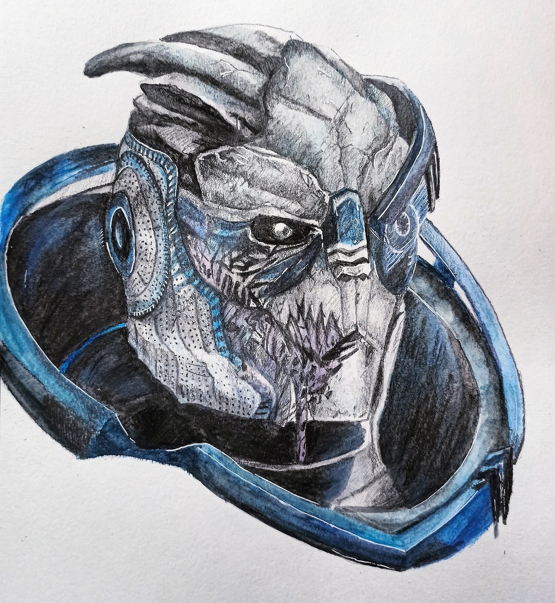 Garrus Vakarian - My, Drawing, Pencil drawing, Mass effect, Garrus, Art