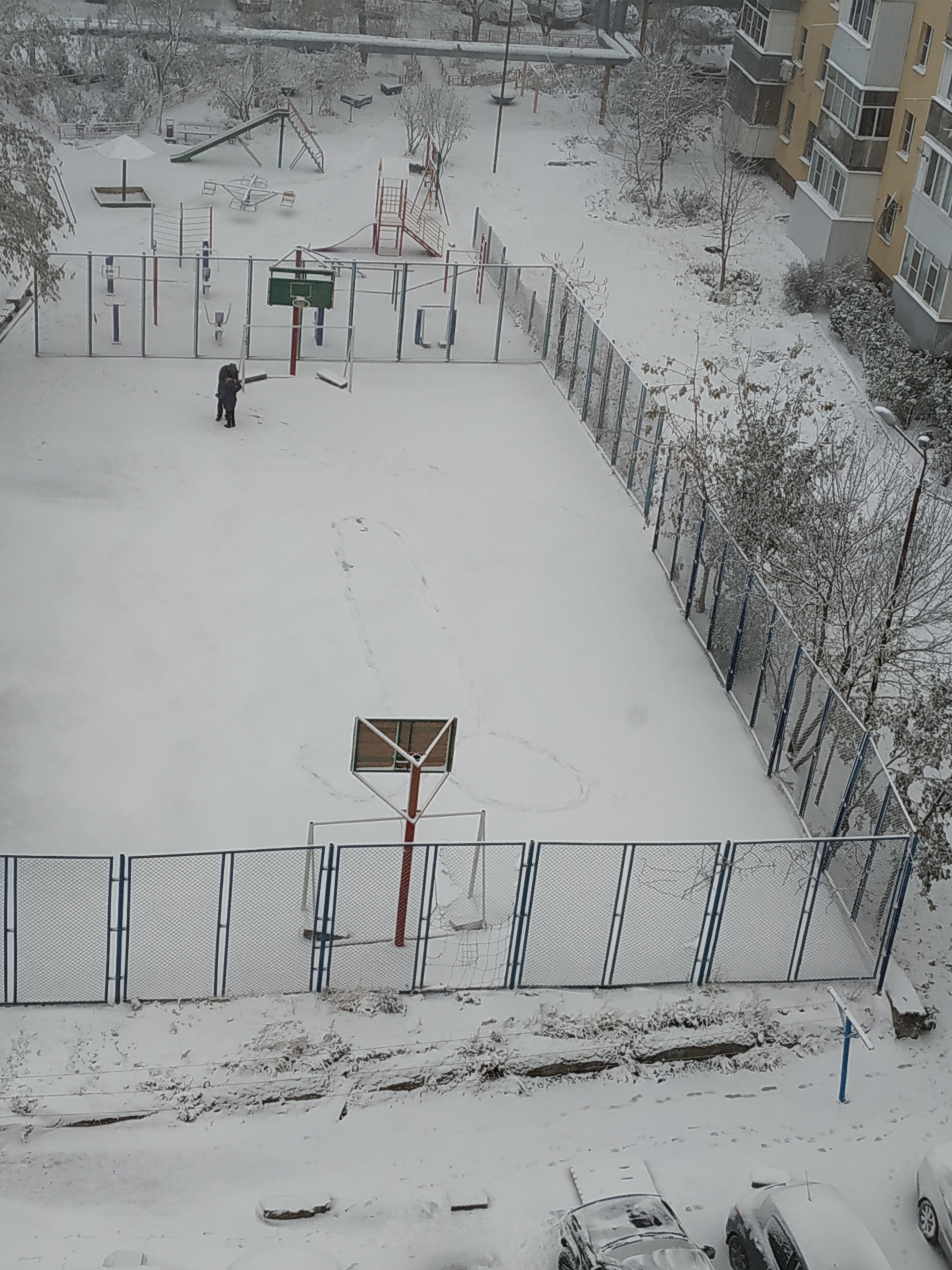 Такого снегопада давно не помнят здешние... - Моё, Зима близко, Рисунок на снегу, Первый снег, Длиннопост