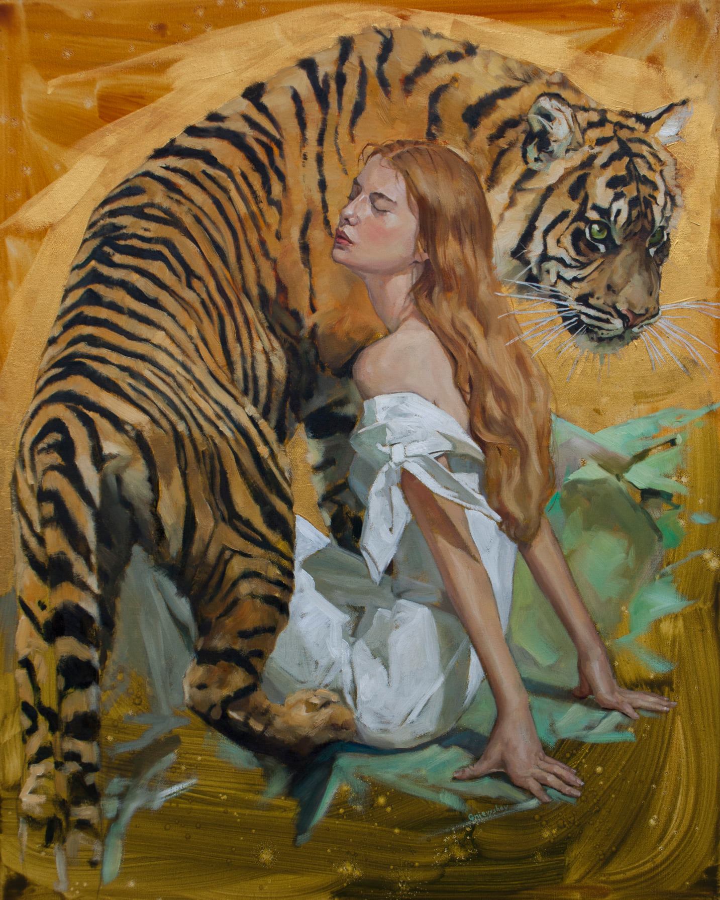 Today I finished my new painting Artemis - My, Art, Artist, Gnievyshev, Painting, Tiger, Artemis (goddess)