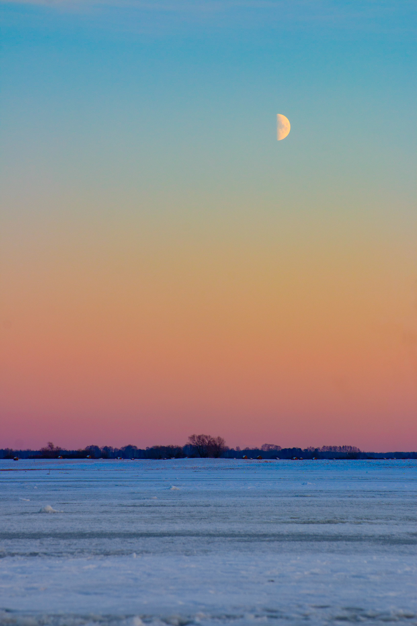 Evening gradient - My, Sunset, The photo, moon, Landscape, Tobolsk, Beginning photographer, Canon 70d