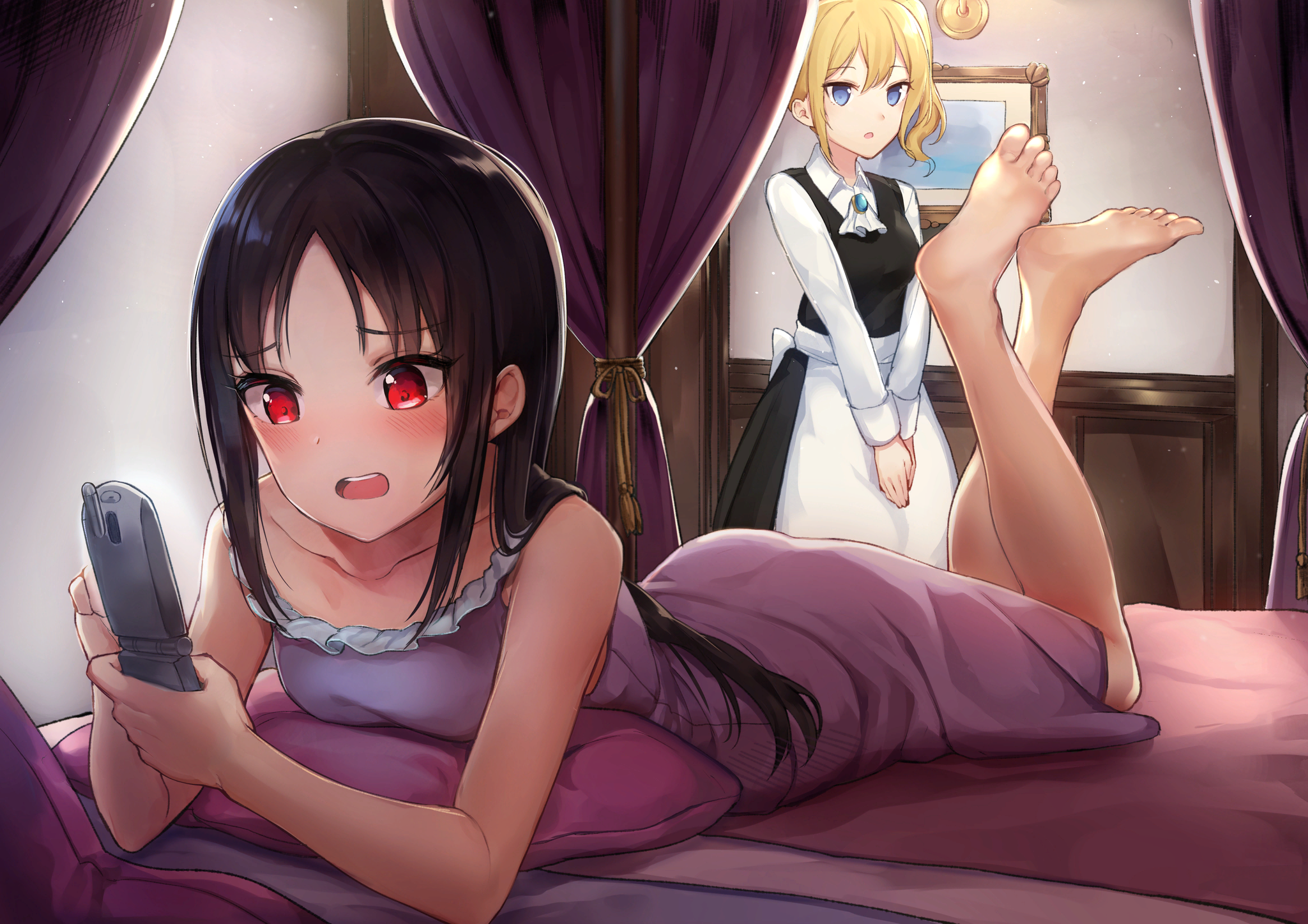 Kaguya - Kaguya-Sama wa Kokurasetai, Shinomiya kaguya, Hayasaka ai, Anime art, Anime, Housemaid