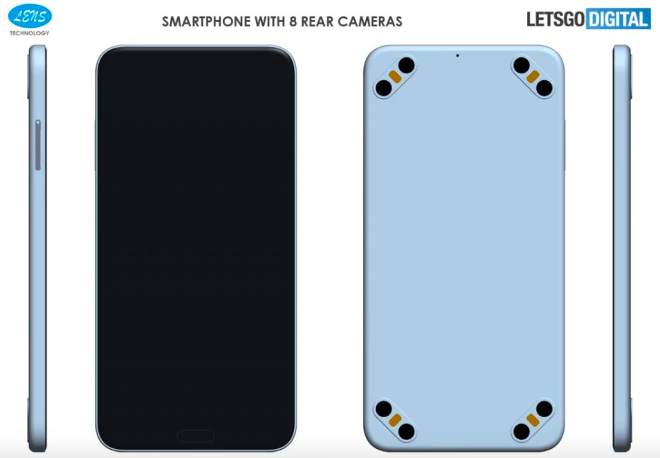 A smartphone with eight cameras in the corners of the body has been patented - Smartphone, Гаджеты, Technologies, Android, Interesting, Telephone, IT, Suddenly, Unusual