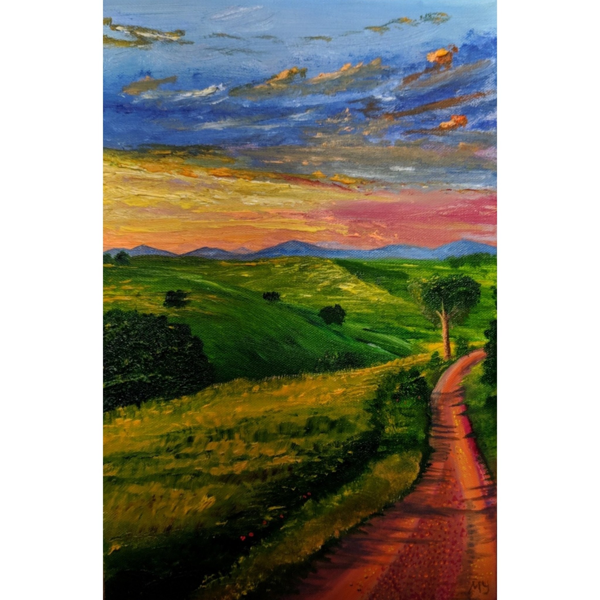 In the Valley - My, Painting, Painting, Landscape, Sunset, Nature, Summer, Painting