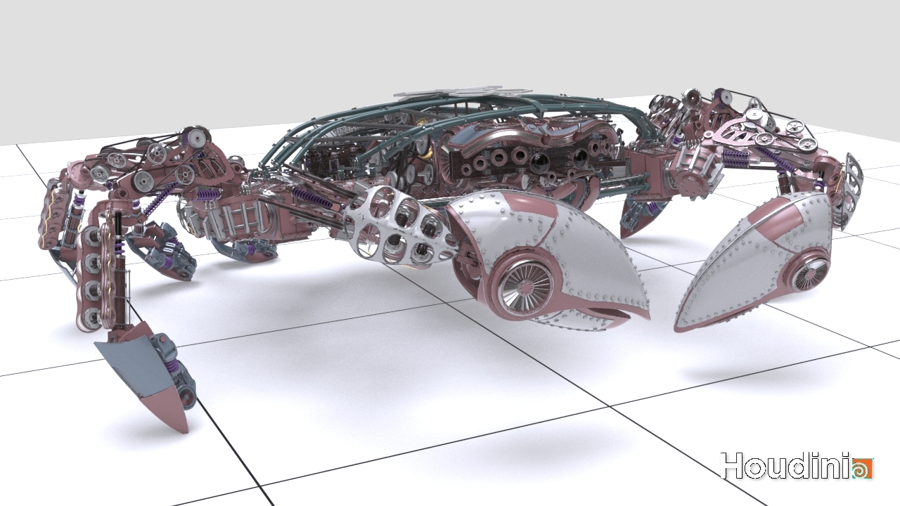 Procedural creation of mechanical animals in Houdini - My, Cgimedia, Houdini, Houdinifx, 3D, 3D modeling, Video, Longpost