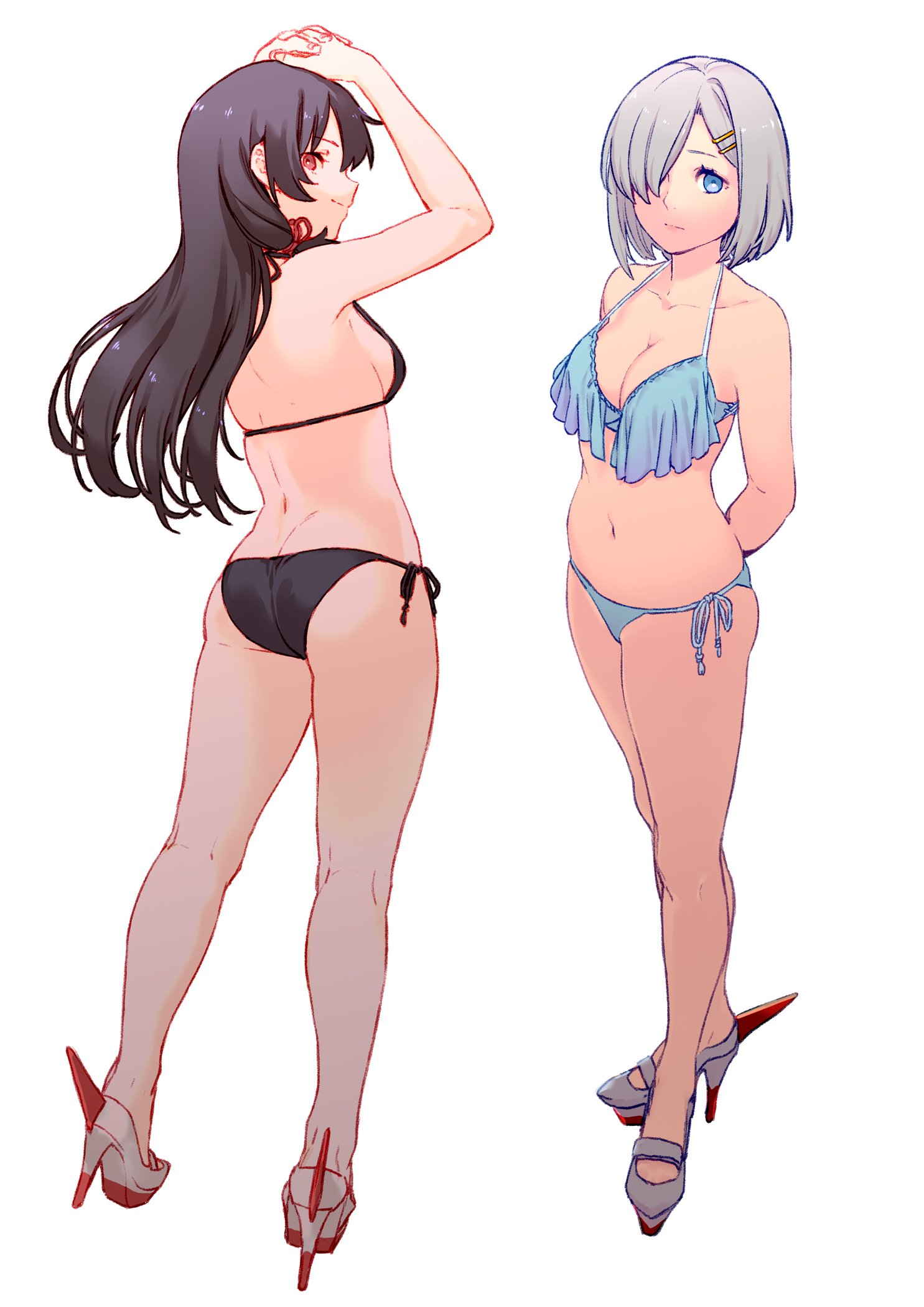 Isokaze and Hamakaze - Kantai collection, Isokaze, Hamakaze, Swimsuit, Bikini, Anime, Anime art