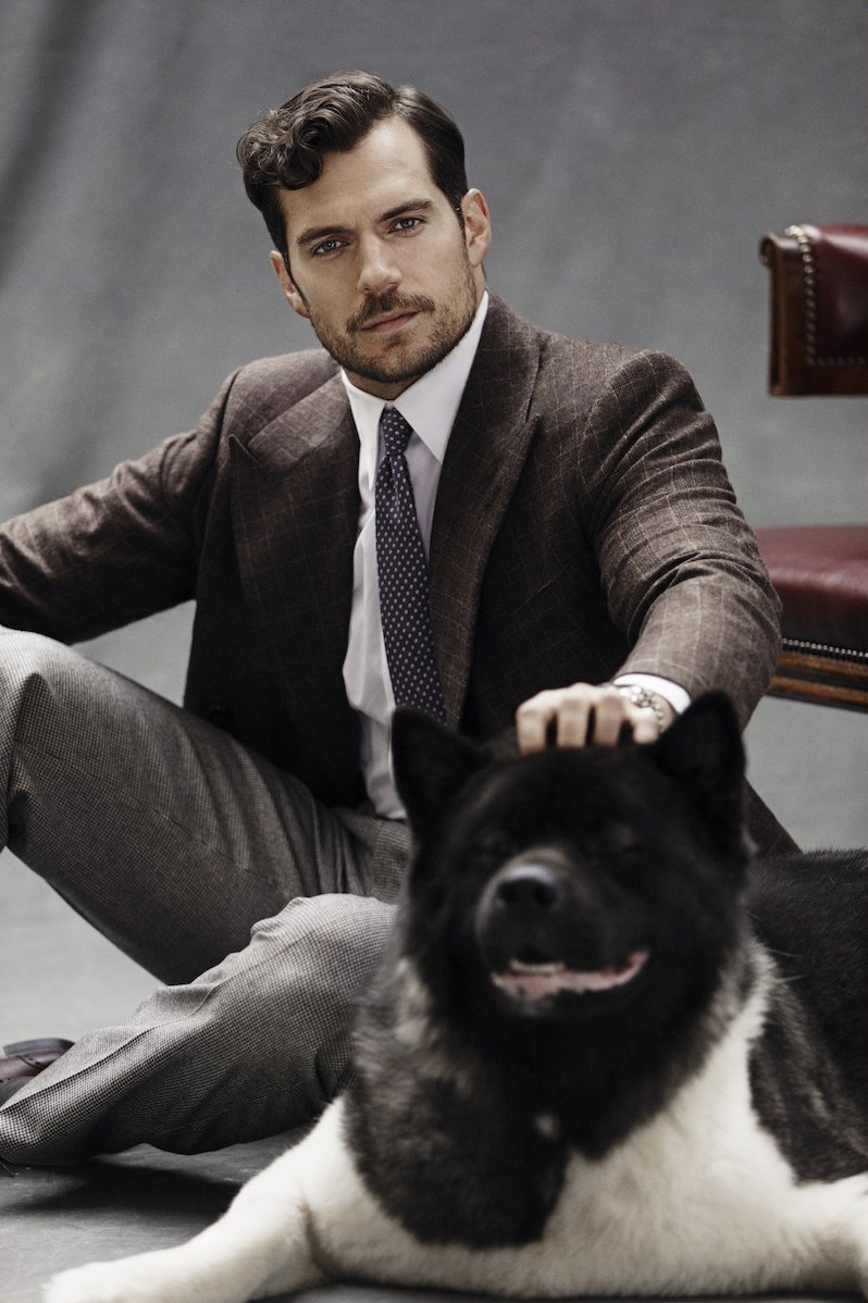 Henry Cavill and his super dog Kal-El - Henry Cavill, Dog, American Akita, The photo, Animals, Actors and actresses, beauty, Milota, GIF, Longpost, Celebrities