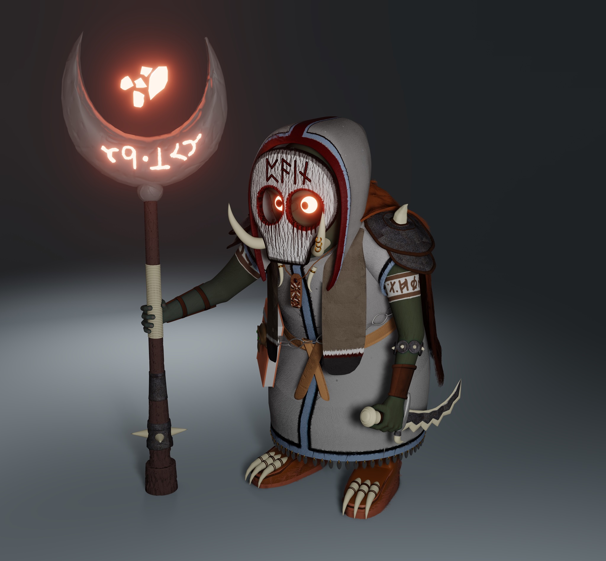 Shaman - My, 3D modeling, Shamans, Blender, Self-education, Longpost