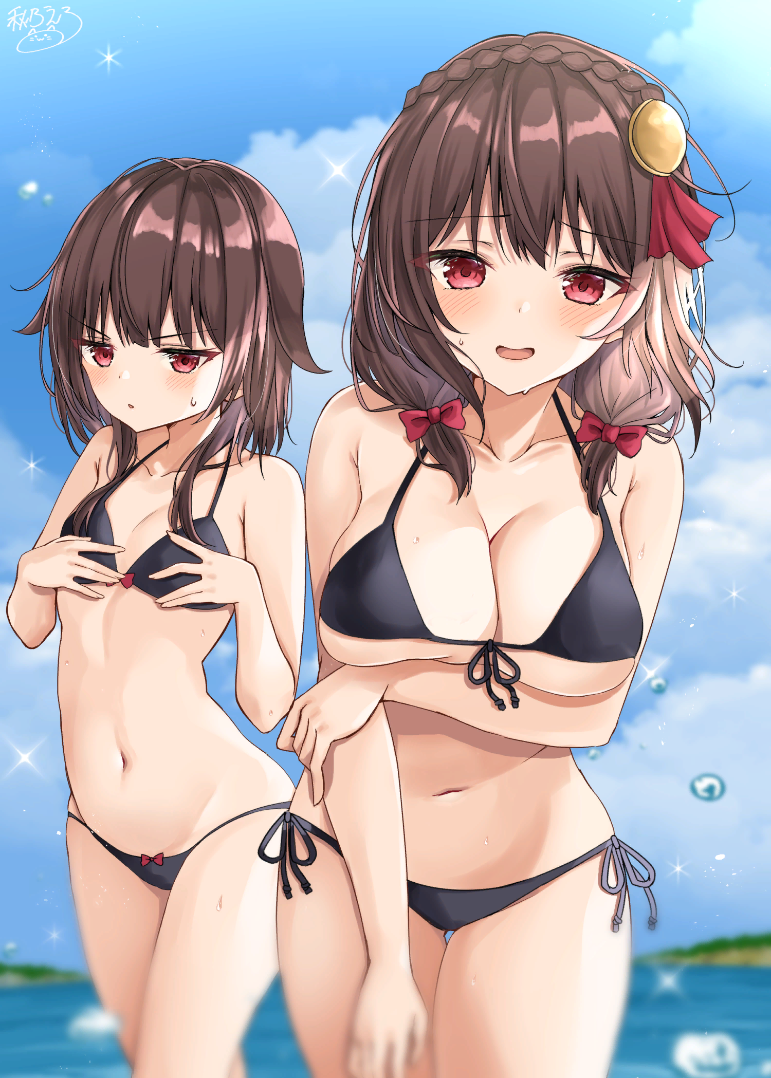 Beach episode - NSFW, Konosuba, Yunyun, Megumin, Anime art, Anime, Swimsuit