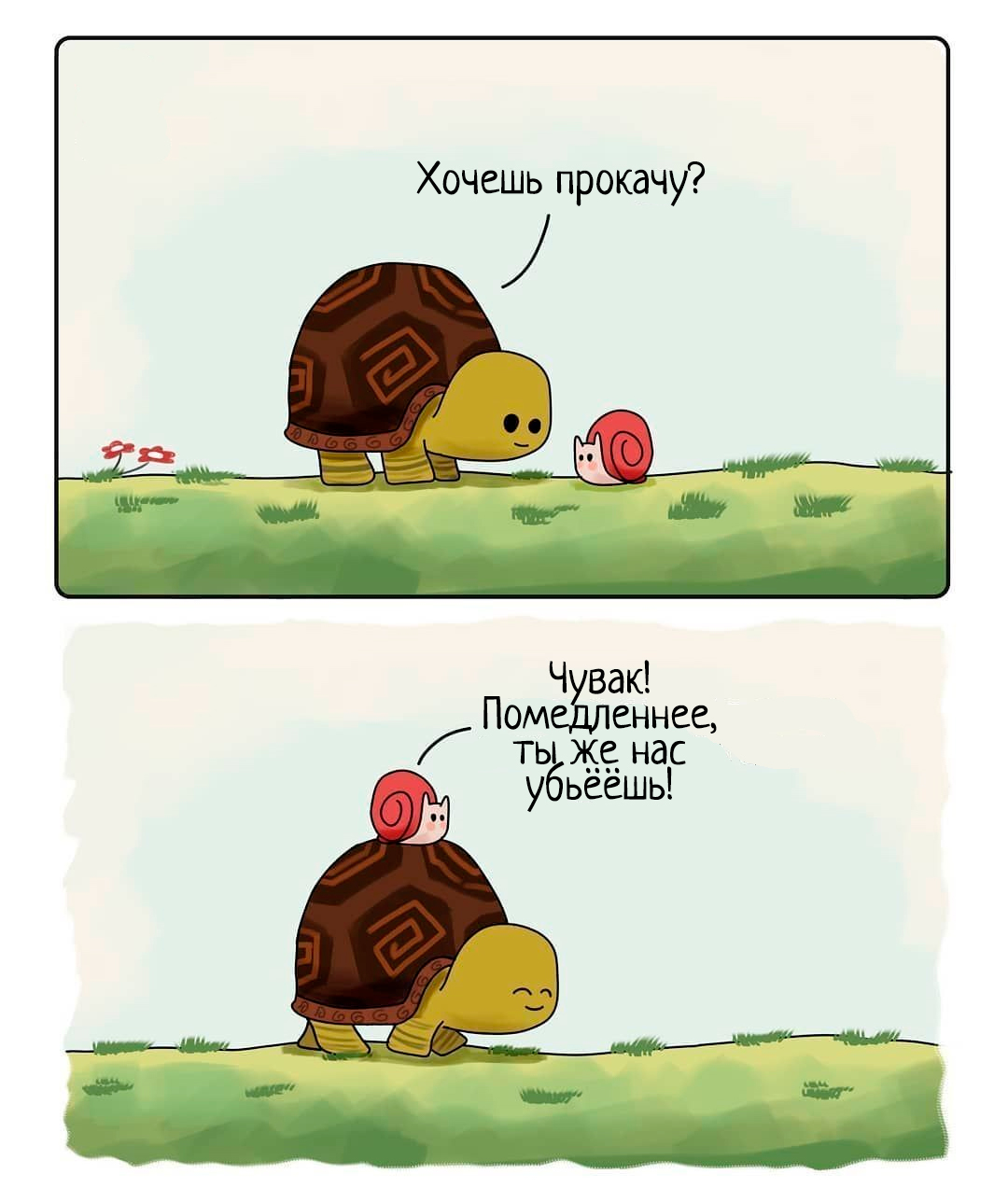 I decided to give a friend a lift - Turtle, Snail, Picture with text, Humor, Comics, Speed