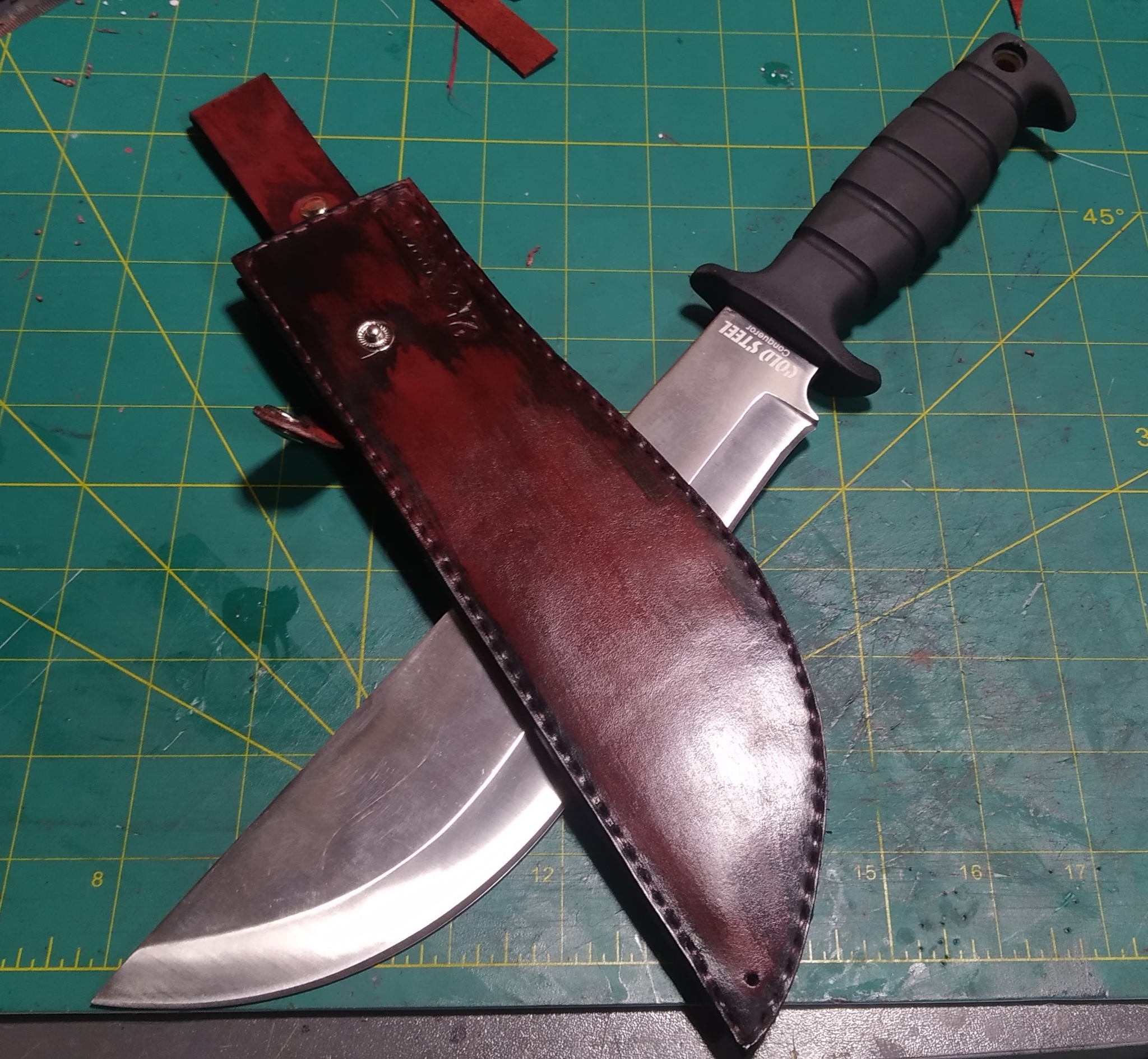 New sheath for an old machete... - My, Needlework without process, Natural leather, Leather products, Machete, Sheath, Longpost